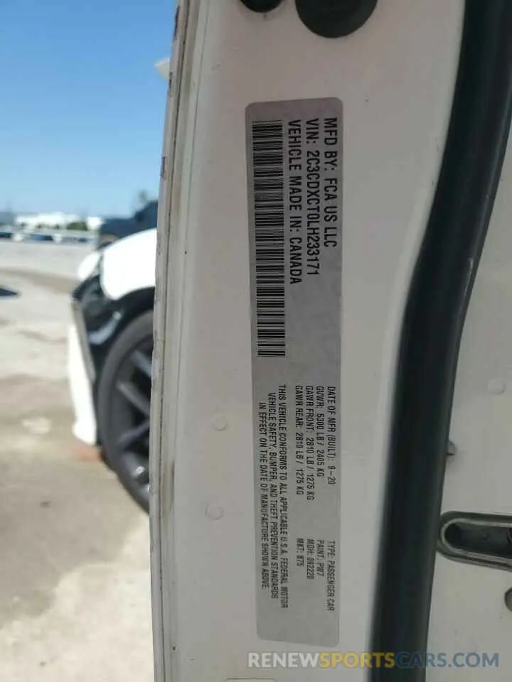 14 fotografías del automóvil dañado 2C3CDXCT0LH233171 DODGE CHARGER 2020