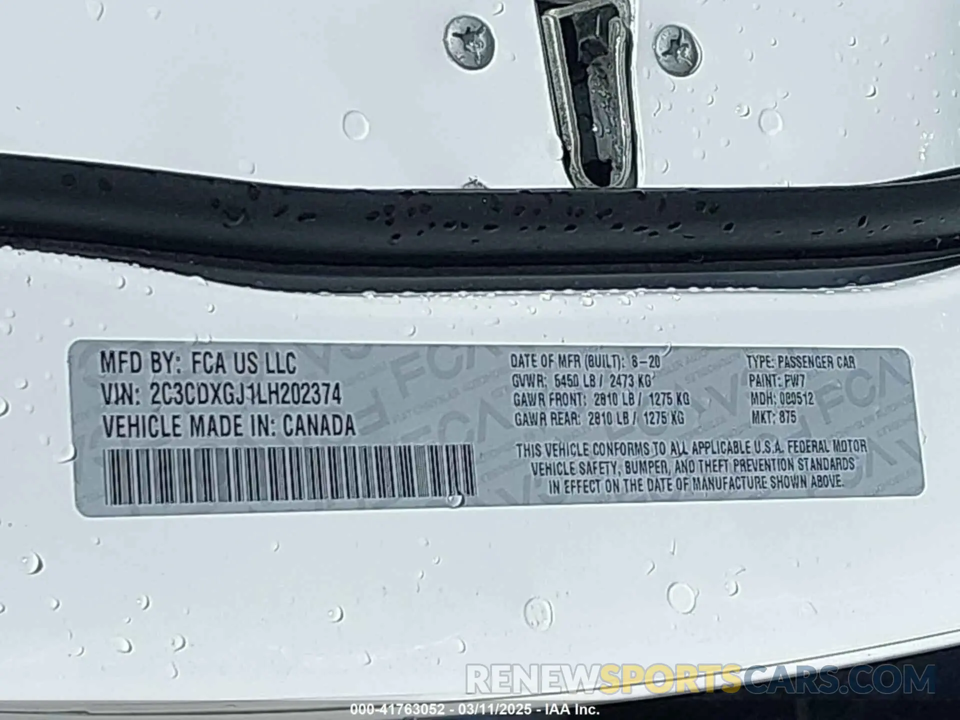 9 fotografías del automóvil dañado 2C3CDXGJ1LH202374 DODGE CHARGER 2020