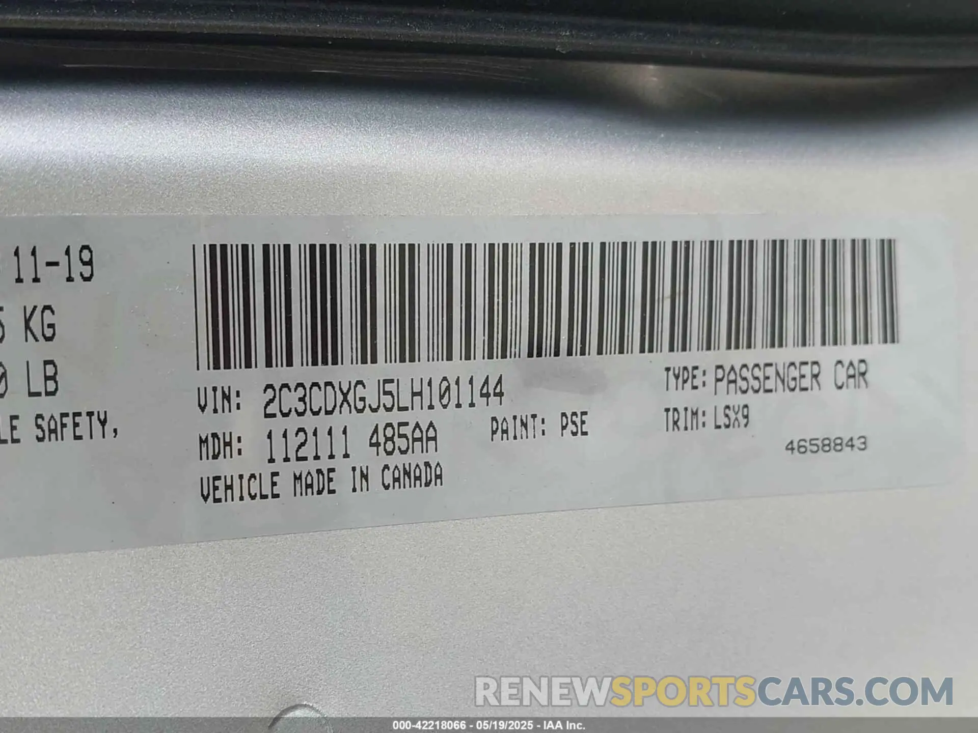 9 fotografías del automóvil dañado 2C3CDXGJ5LH101144 DODGE CHARGER 2020