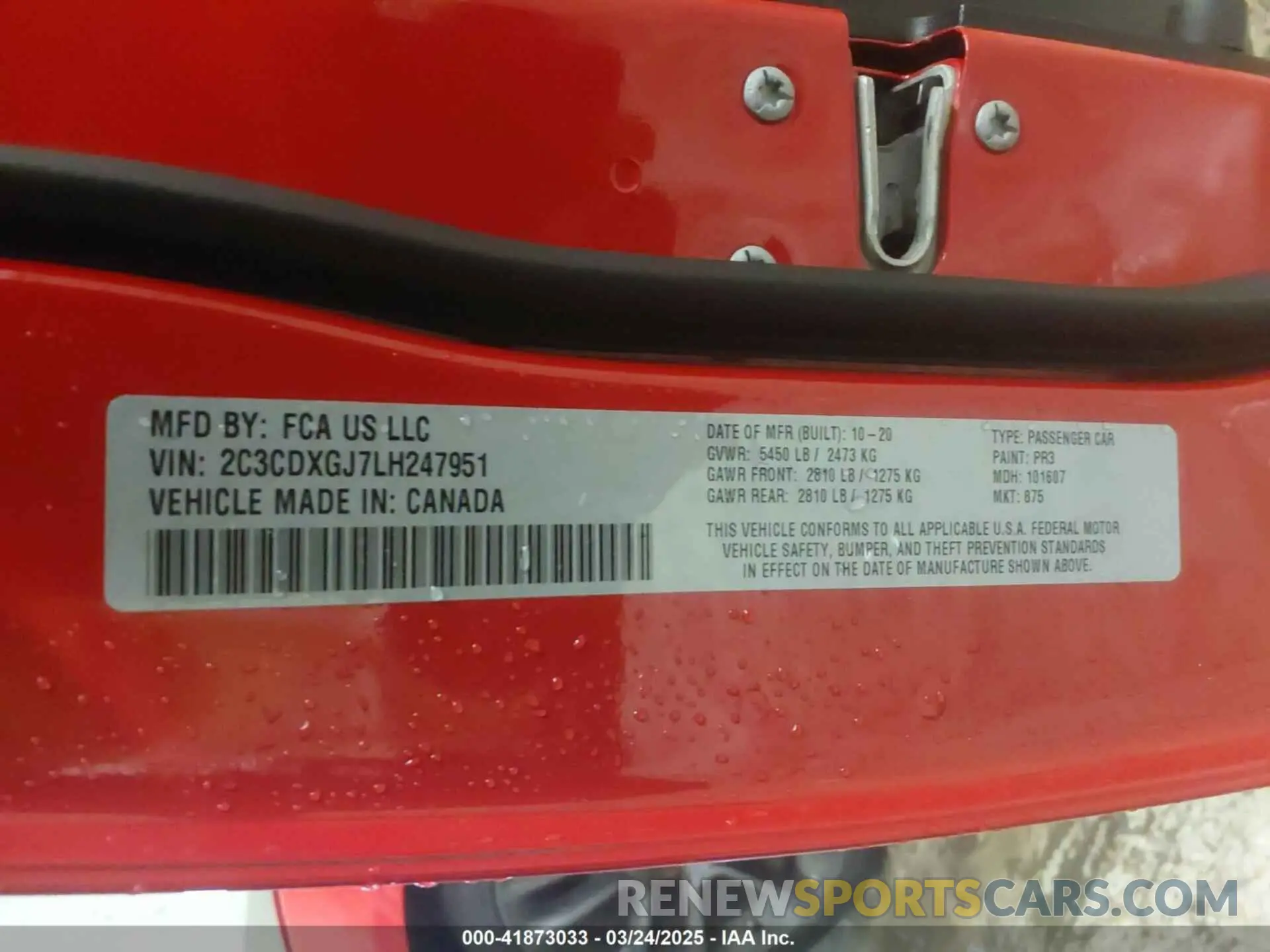 9 fotografías del automóvil dañado 2C3CDXGJ7LH247951 DODGE CHARGER 2020