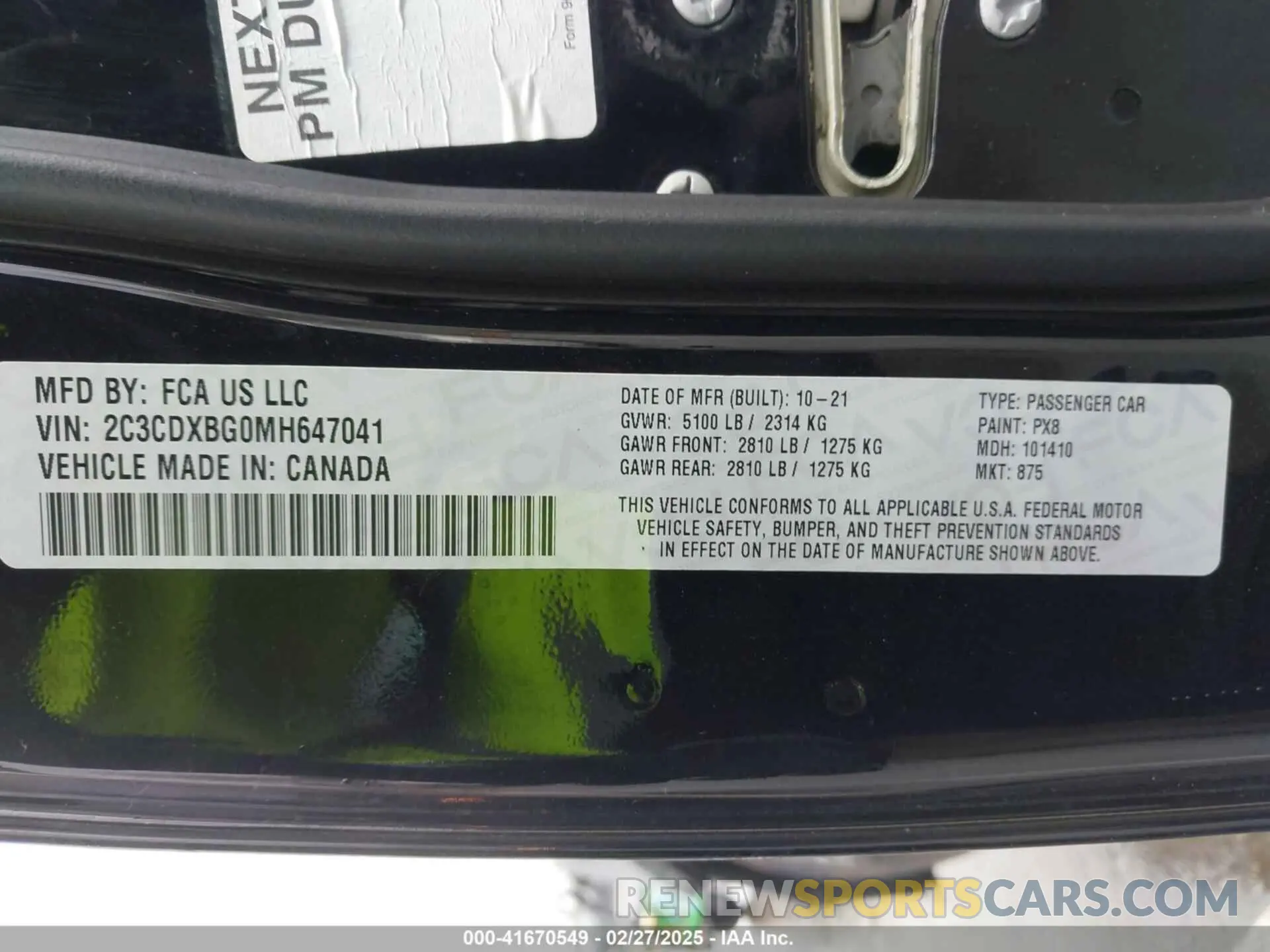 9 fotografías del automóvil dañado 2C3CDXBG0MH647041 DODGE CHARGER 2021
