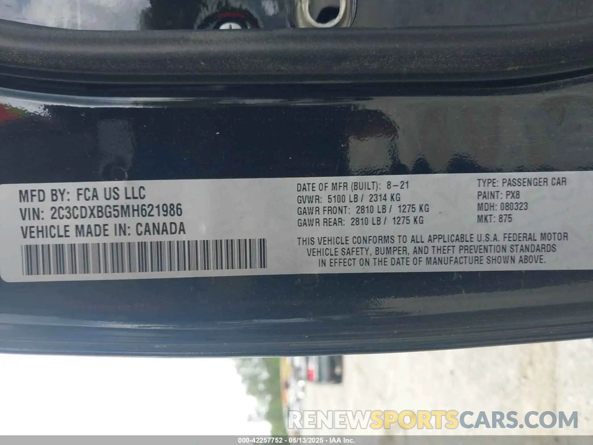 9 fotografías del automóvil dañado 2C3CDXBG5MH621986 DODGE CHARGER 2021