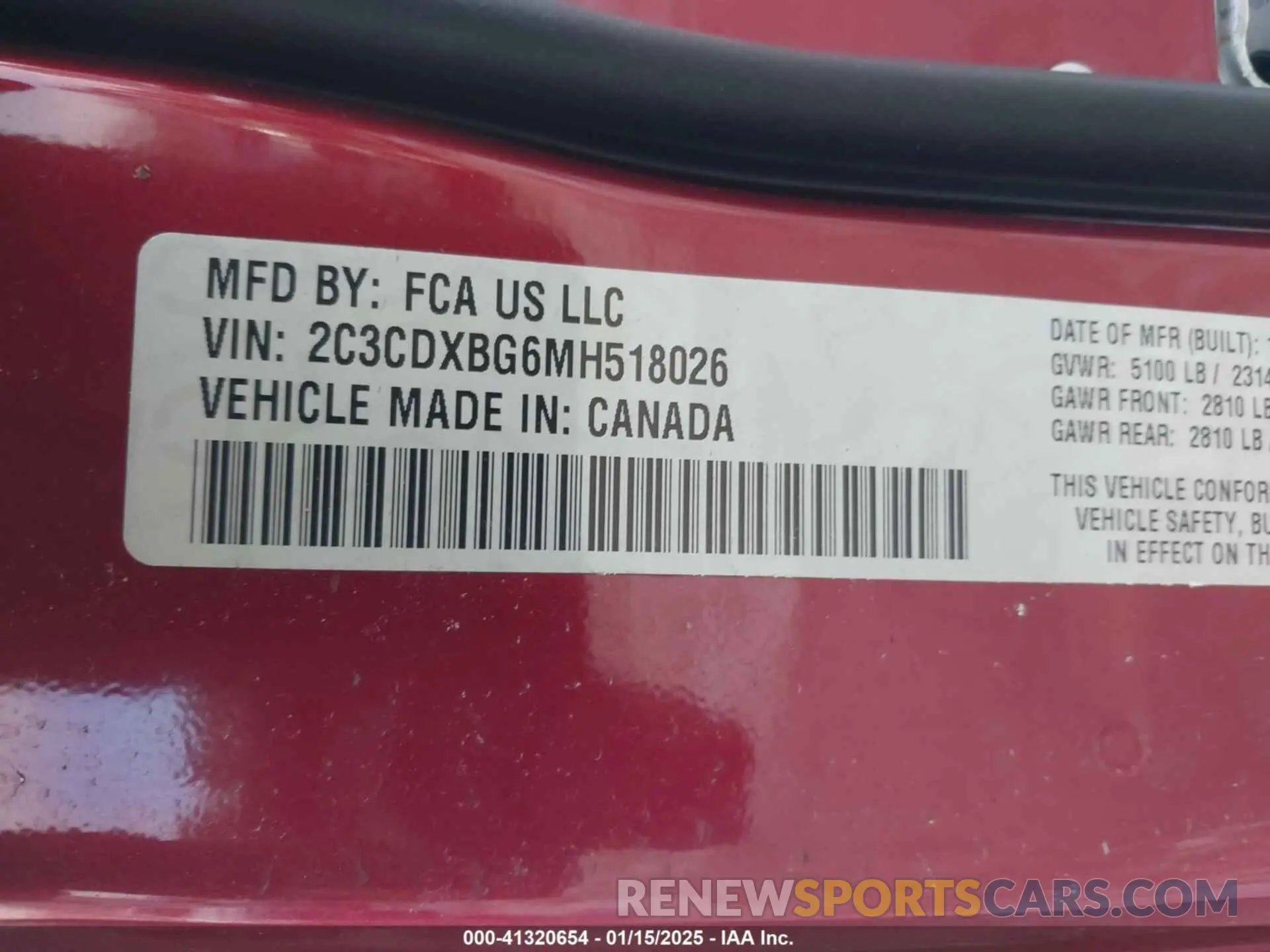9 fotografías del automóvil dañado 2C3CDXBG6MH518026 DODGE CHARGER 2021