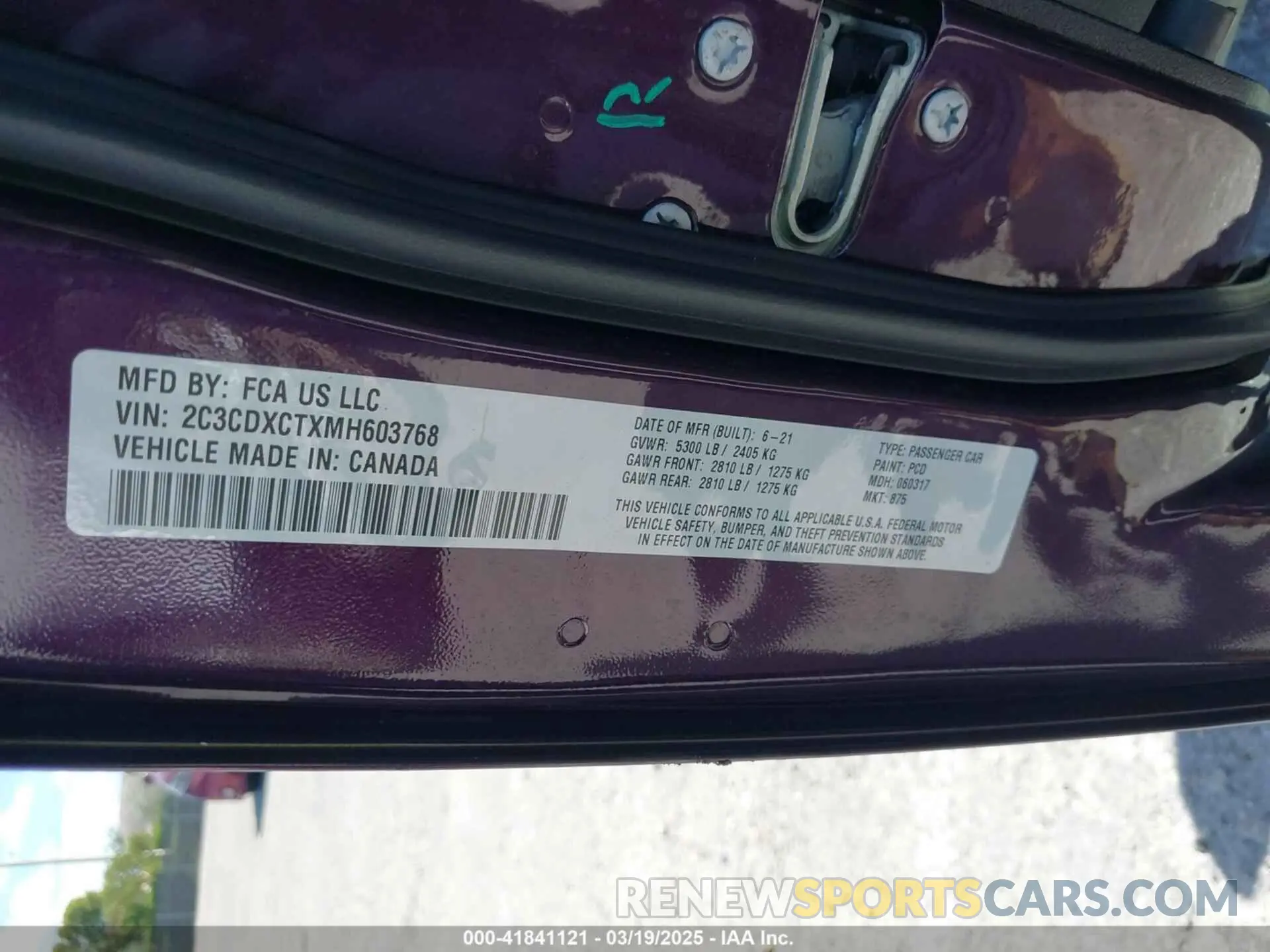 9 fotografías del automóvil dañado 2C3CDXCTXMH603768 DODGE CHARGER 2021