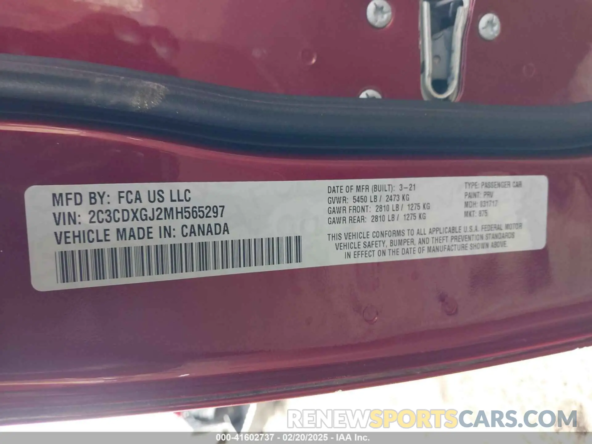 9 fotografías del automóvil dañado 2C3CDXGJ2MH565297 DODGE CHARGER 2021