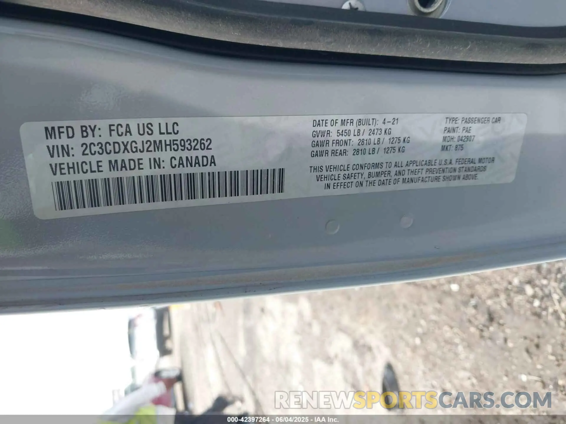 9 fotografías del automóvil dañado 2C3CDXGJ2MH593262 DODGE CHARGER 2021