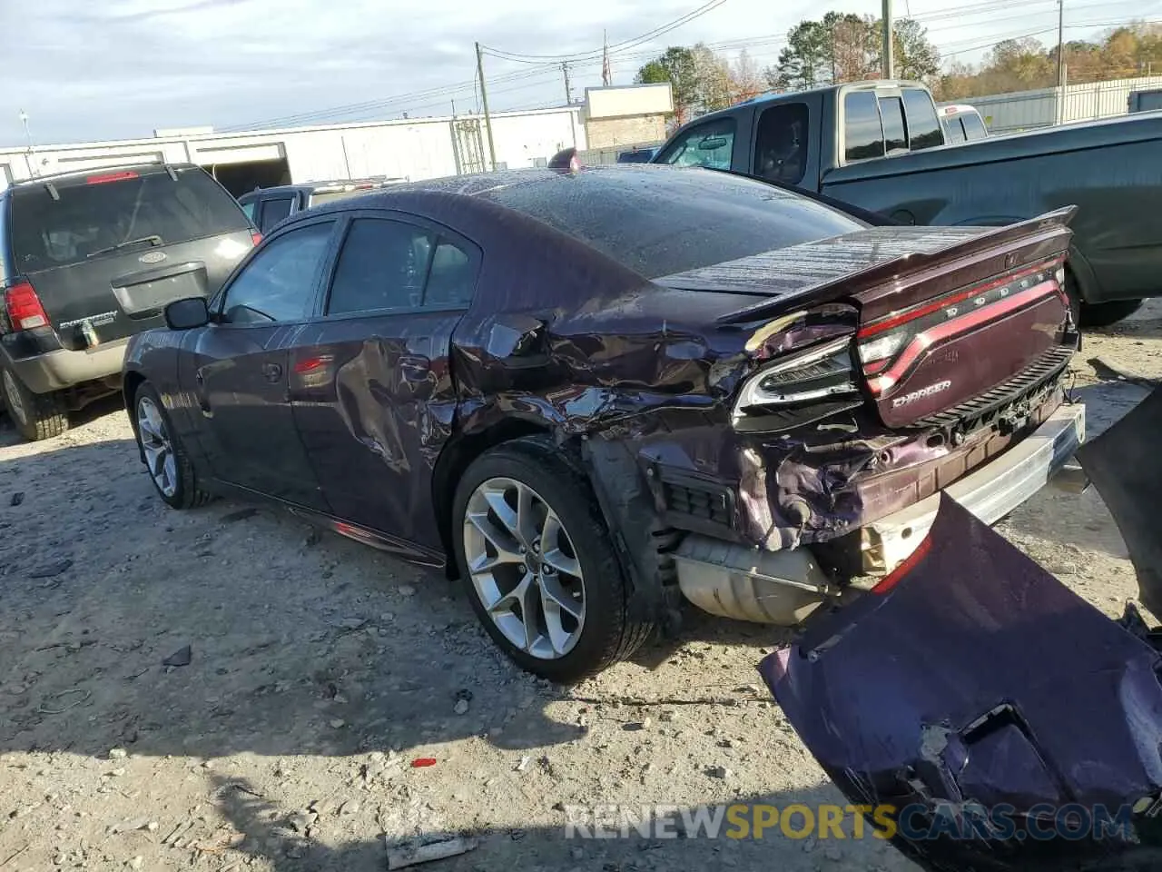 2 fotografías del automóvil dañado 2C3CDXHG5MH605438 DODGE CHARGER 2021