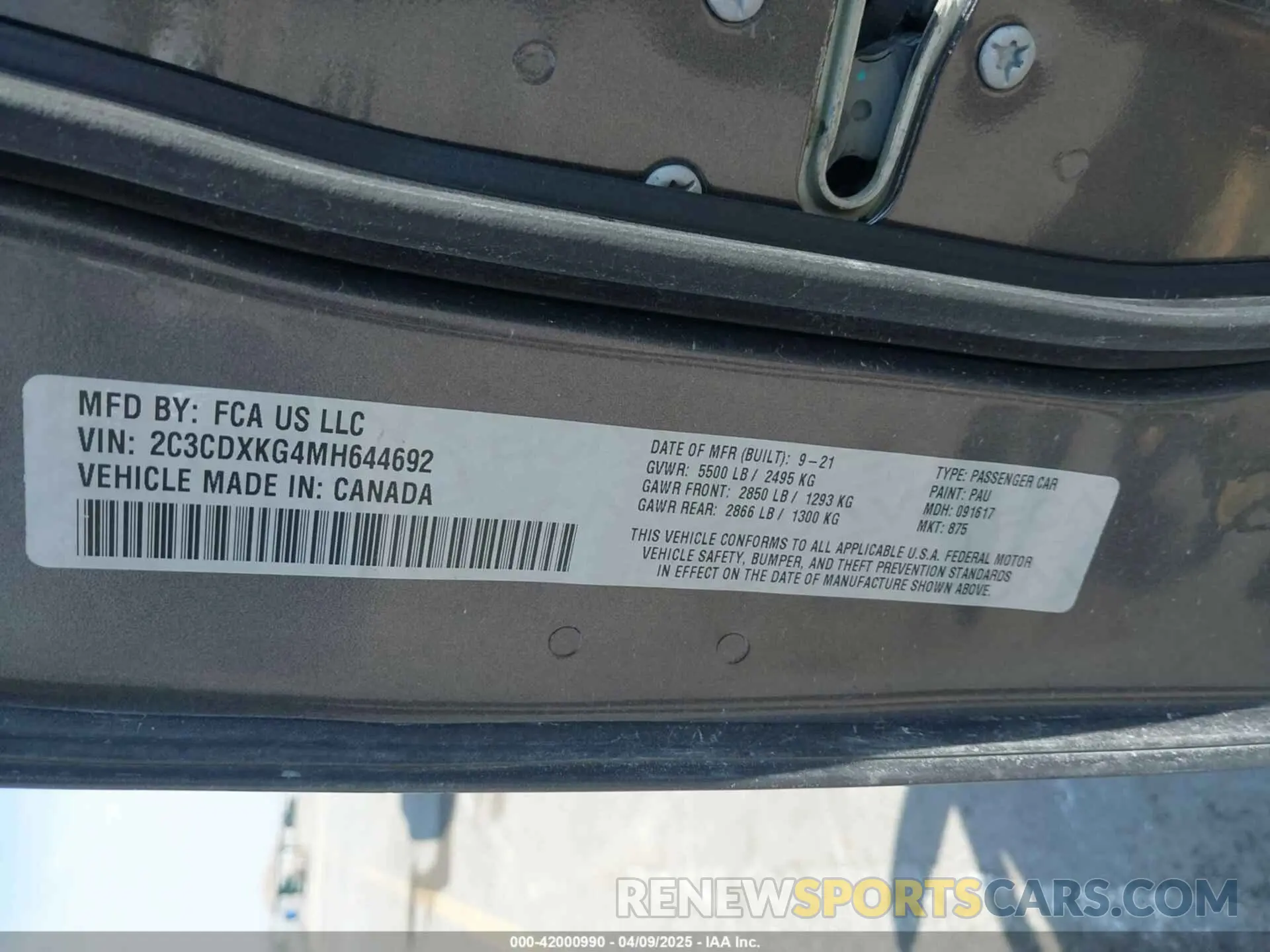 9 fotografías del automóvil dañado 2C3CDXKG4MH644692 DODGE CHARGER 2021