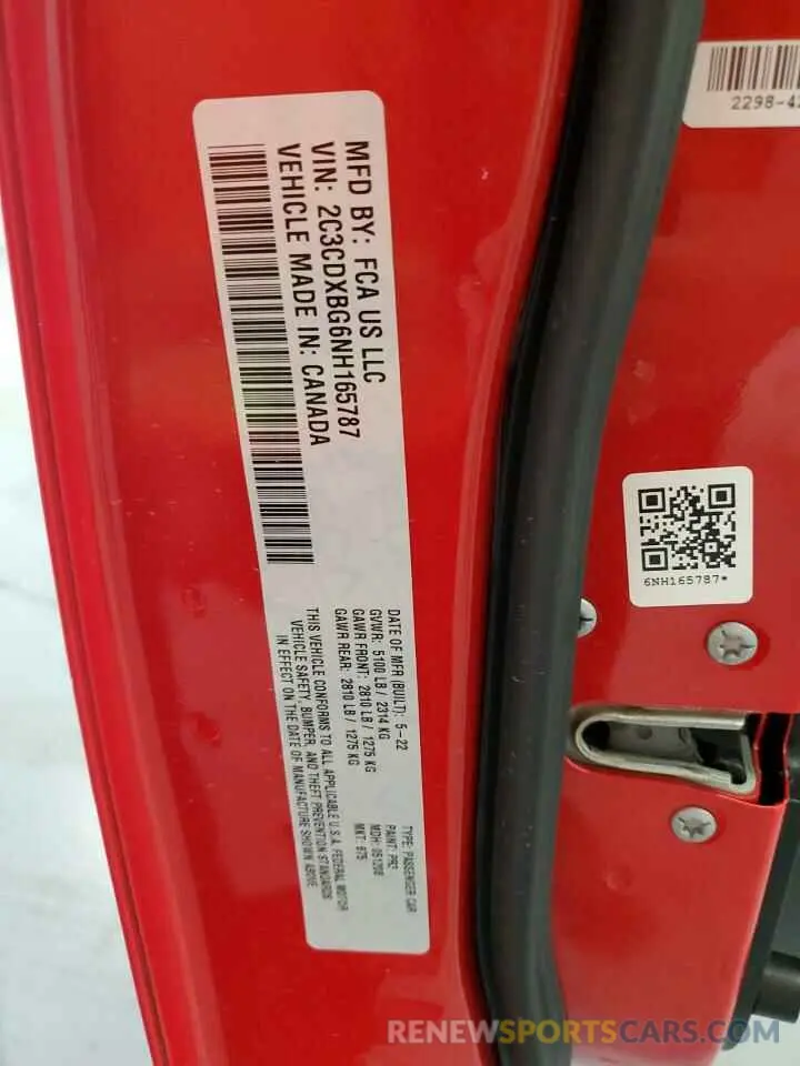 13 fotografías del automóvil dañado 2C3CDXBG6NH165787 DODGE CHARGER 2022