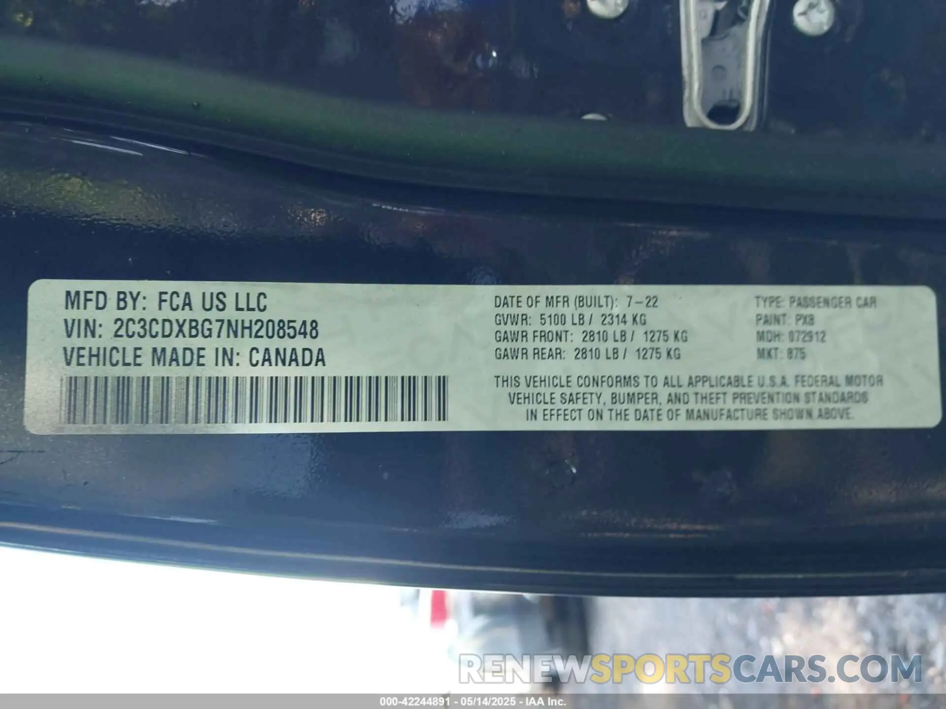 9 fotografías del automóvil dañado 2C3CDXBG7NH208548 DODGE CHARGER 2022