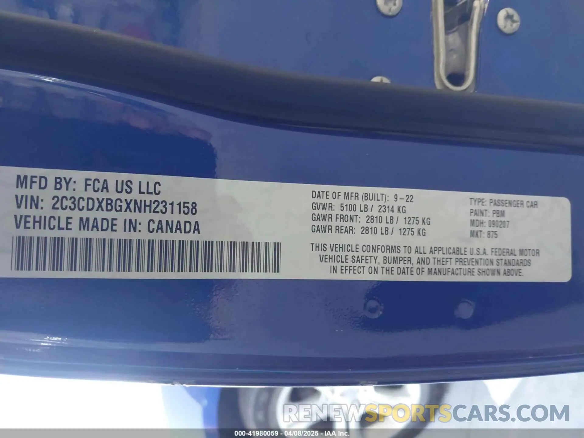 9 fotografías del automóvil dañado 2C3CDXBGXNH231158 DODGE CHARGER 2022