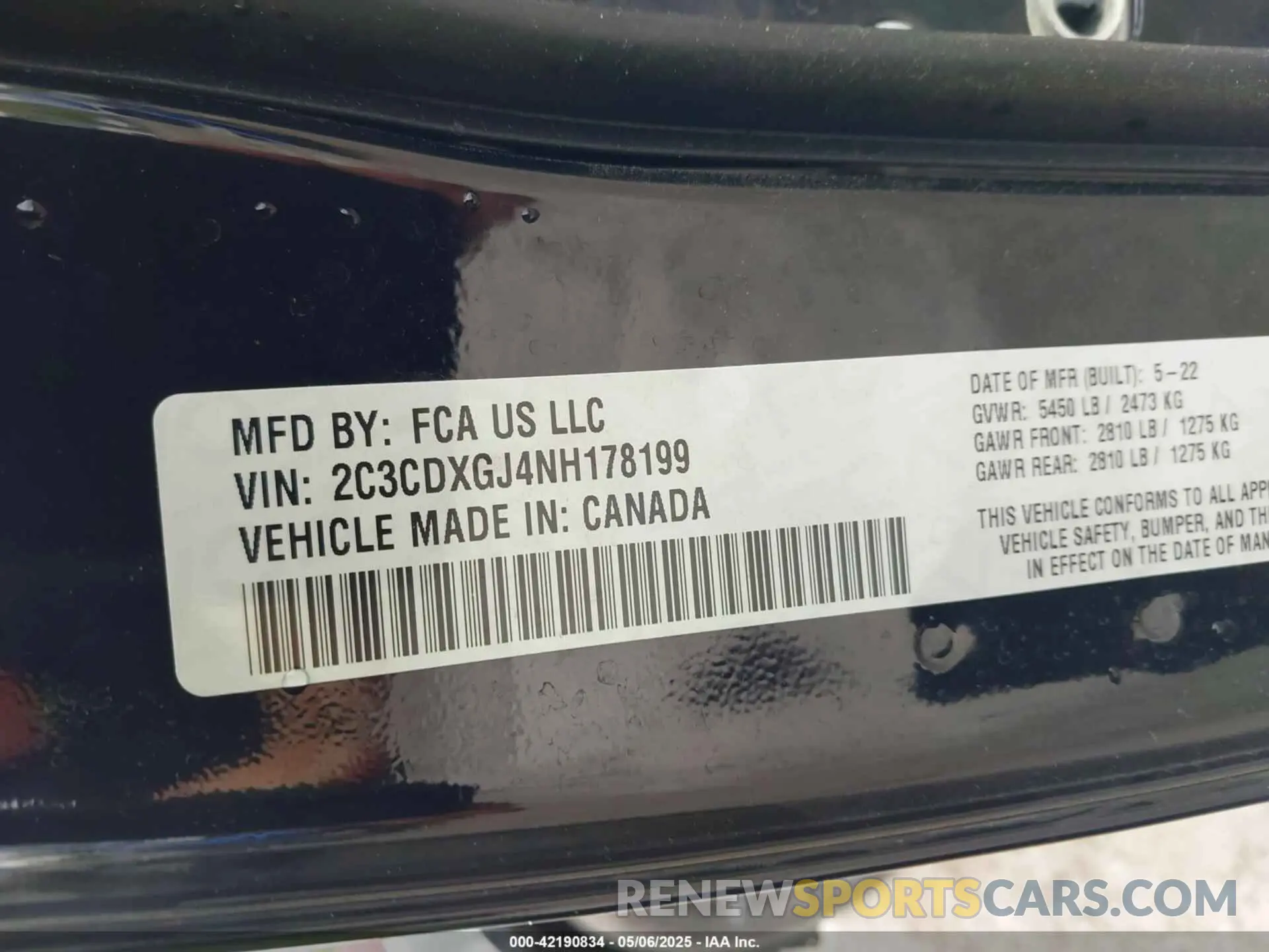 9 fotografías del automóvil dañado 2C3CDXGJ4NH178199 DODGE CHARGER 2022