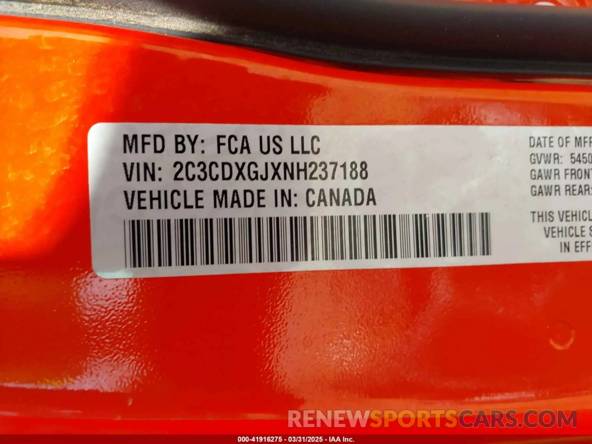 9 fotografías del automóvil dañado 2C3CDXGJXNH237188 DODGE CHARGER 2022