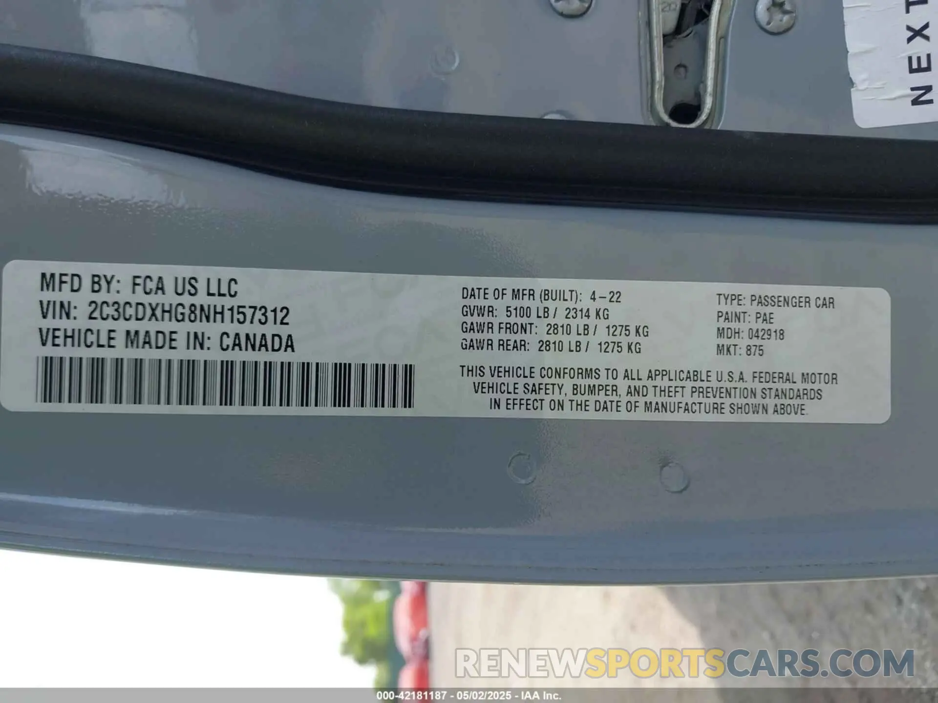 9 fotografías del automóvil dañado 2C3CDXHG8NH157312 DODGE CHARGER 2022