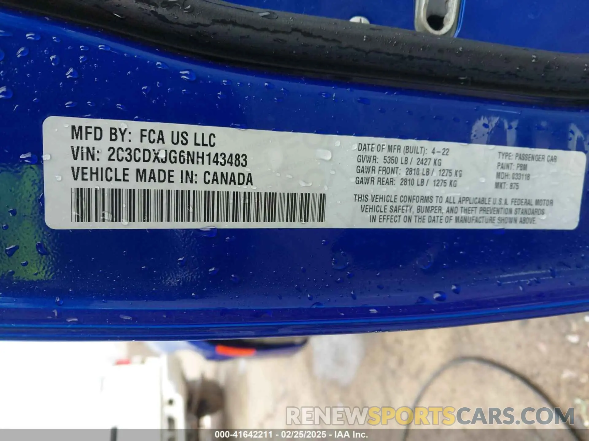 9 fotografías del automóvil dañado 2C3CDXJG6NH143483 DODGE CHARGER 2022