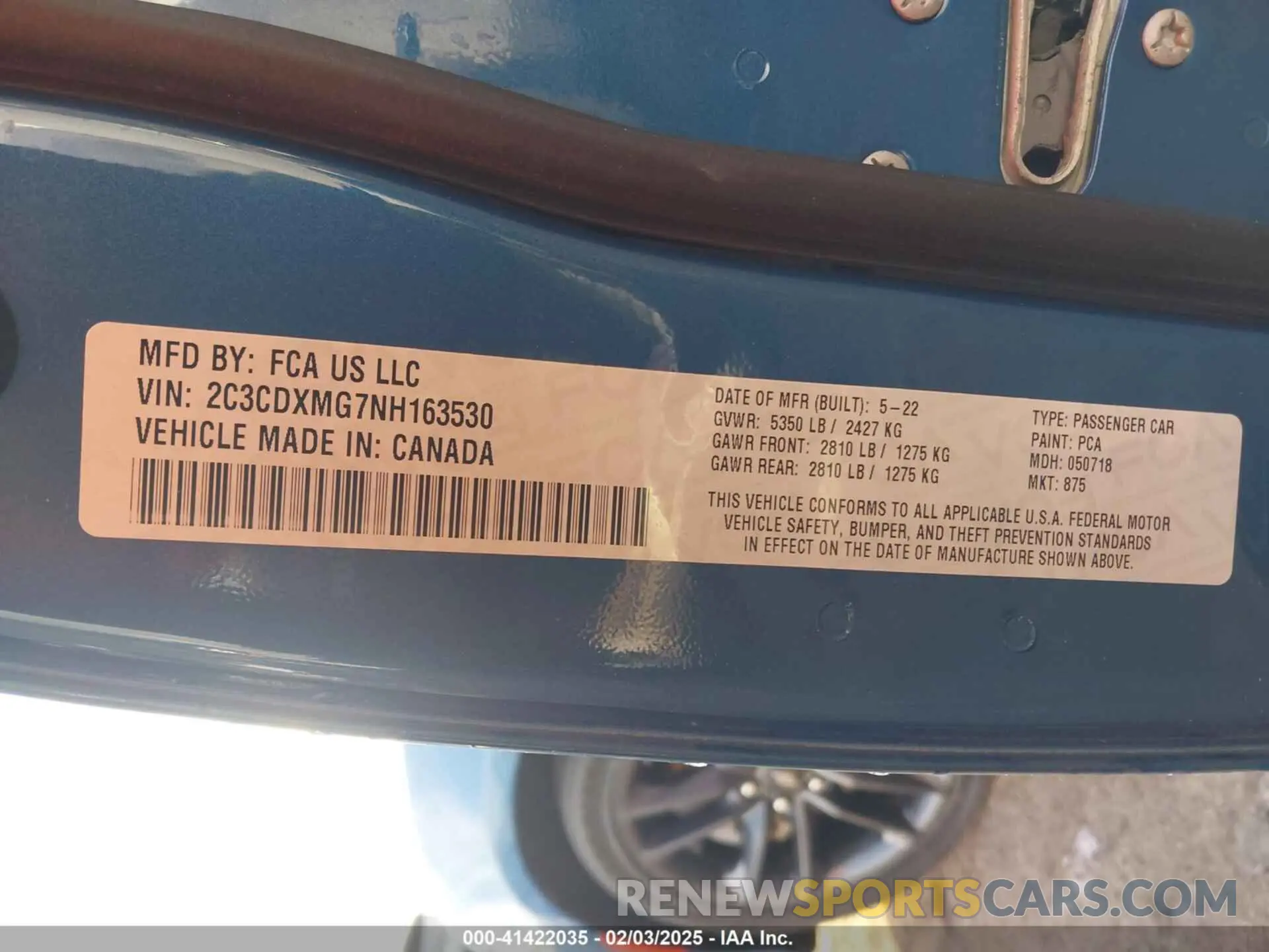 9 fotografías del automóvil dañado 2C3CDXMG7NH163530 DODGE CHARGER 2022