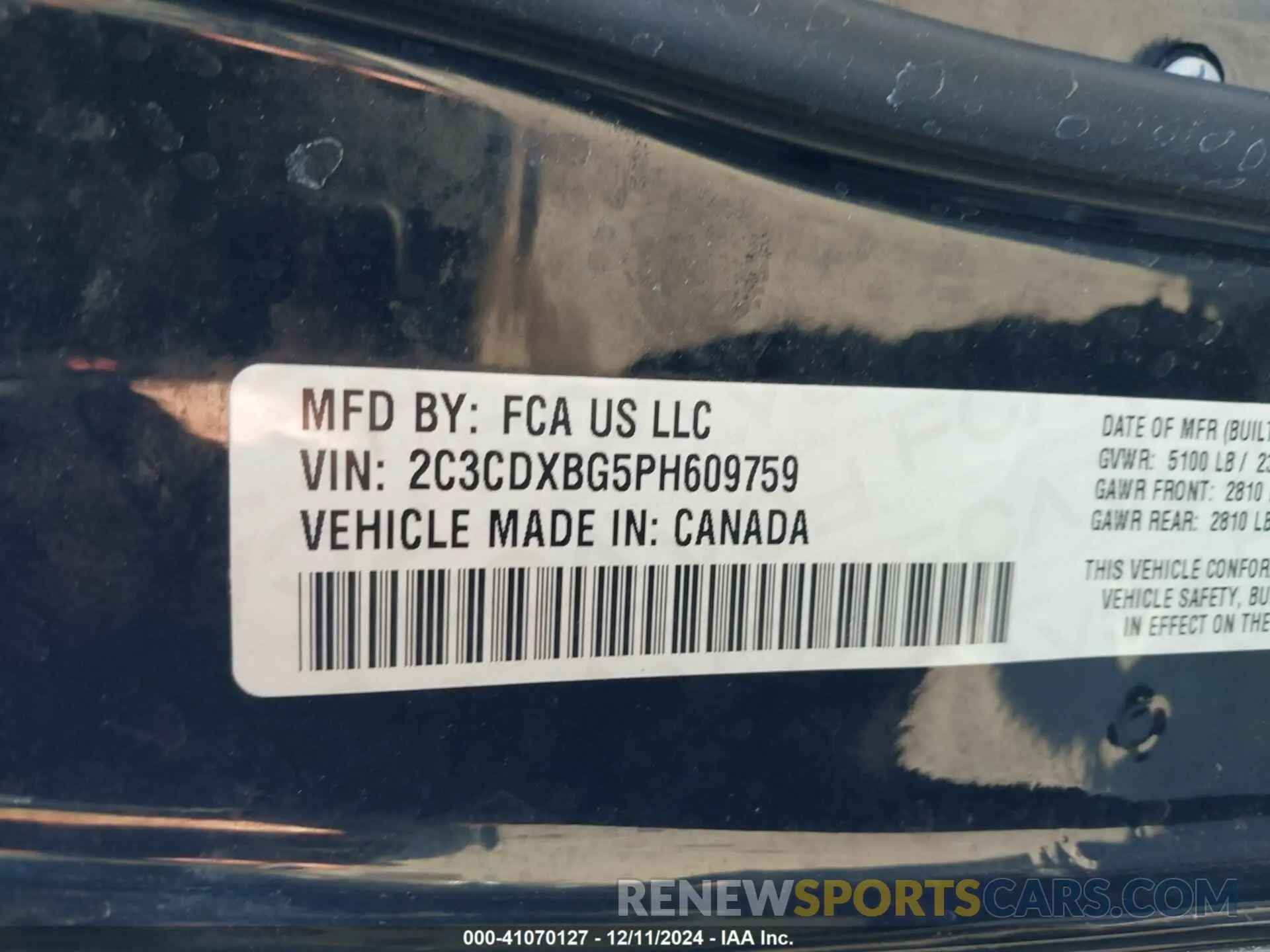9 fotografías del automóvil dañado 2C3CDXBG5PH609759 DODGE CHARGER 2023