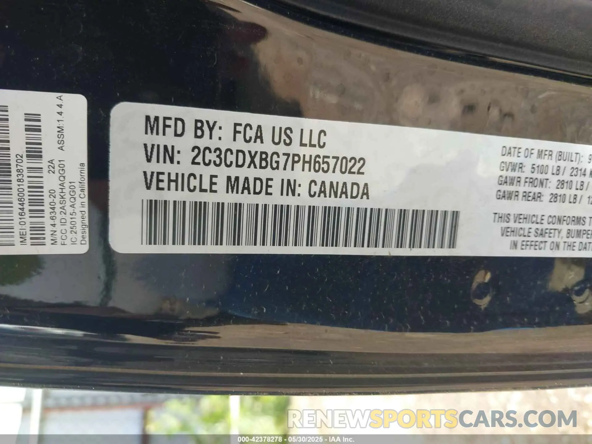 9 fotografías del automóvil dañado 2C3CDXBG7PH657022 DODGE CHARGER 2023