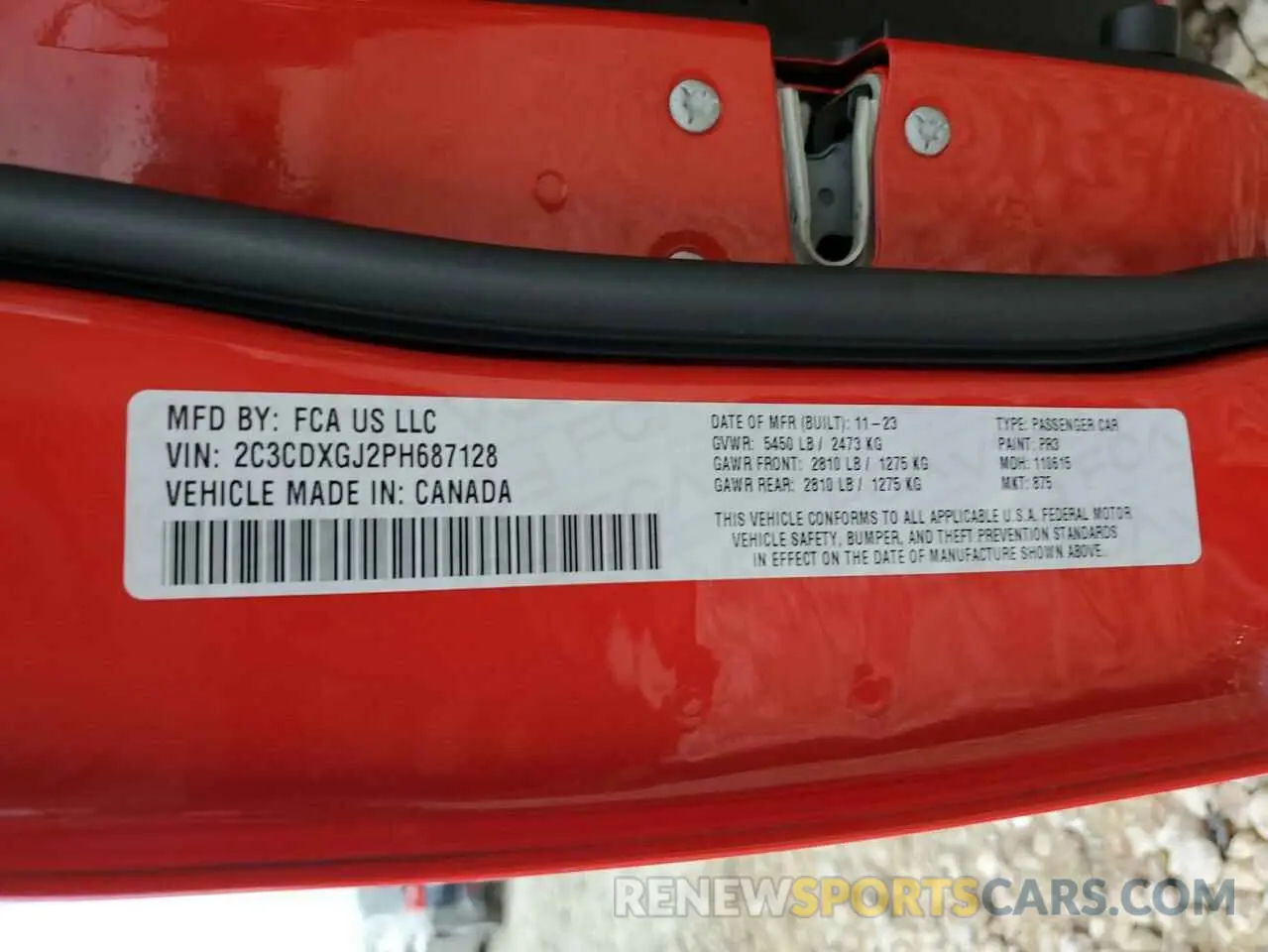 12 fotografías del automóvil dañado 2C3CDXGJ2PH687128 DODGE CHARGER 2023