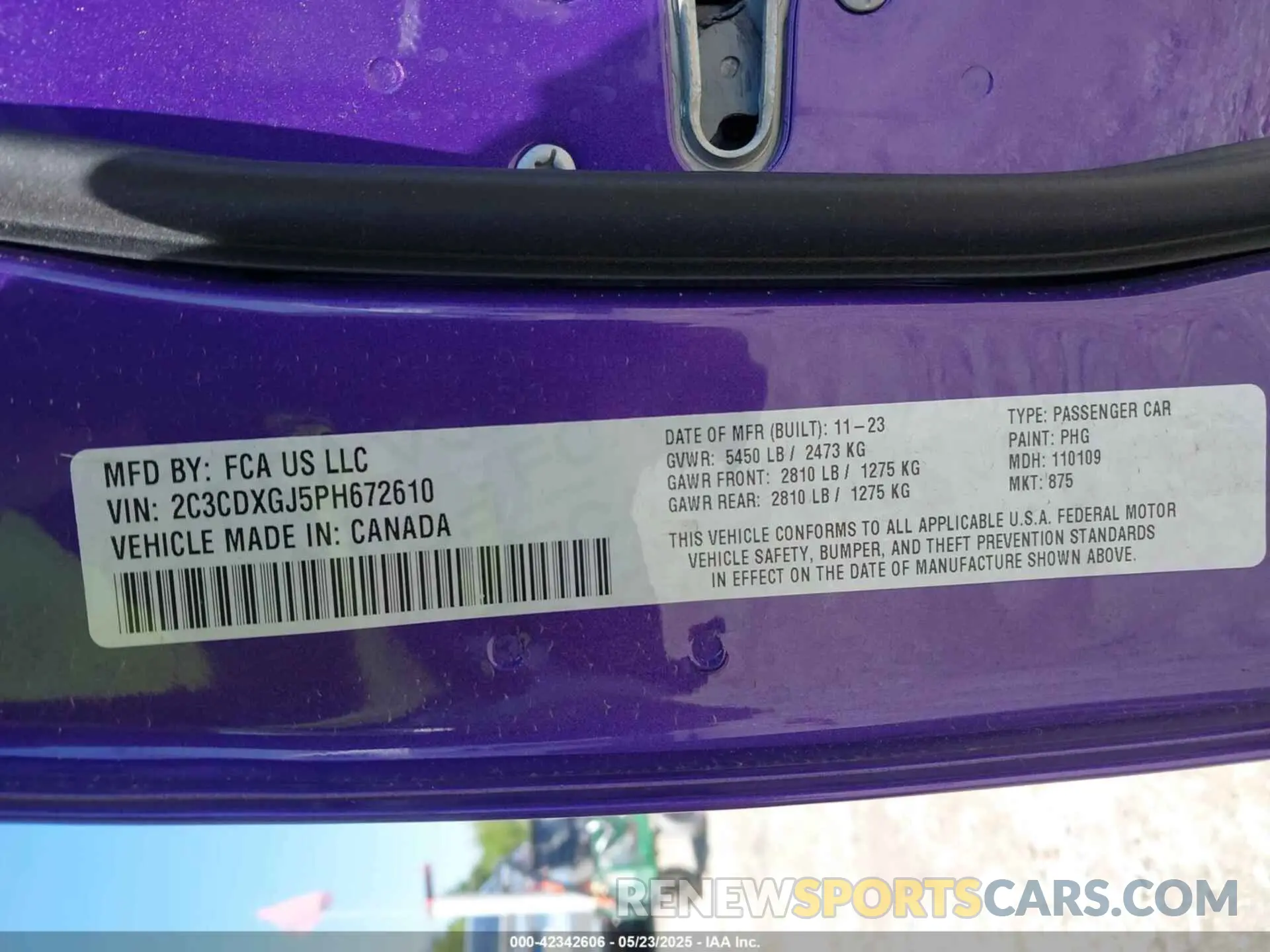 9 fotografías del automóvil dañado 2C3CDXGJ5PH672610 DODGE CHARGER 2023