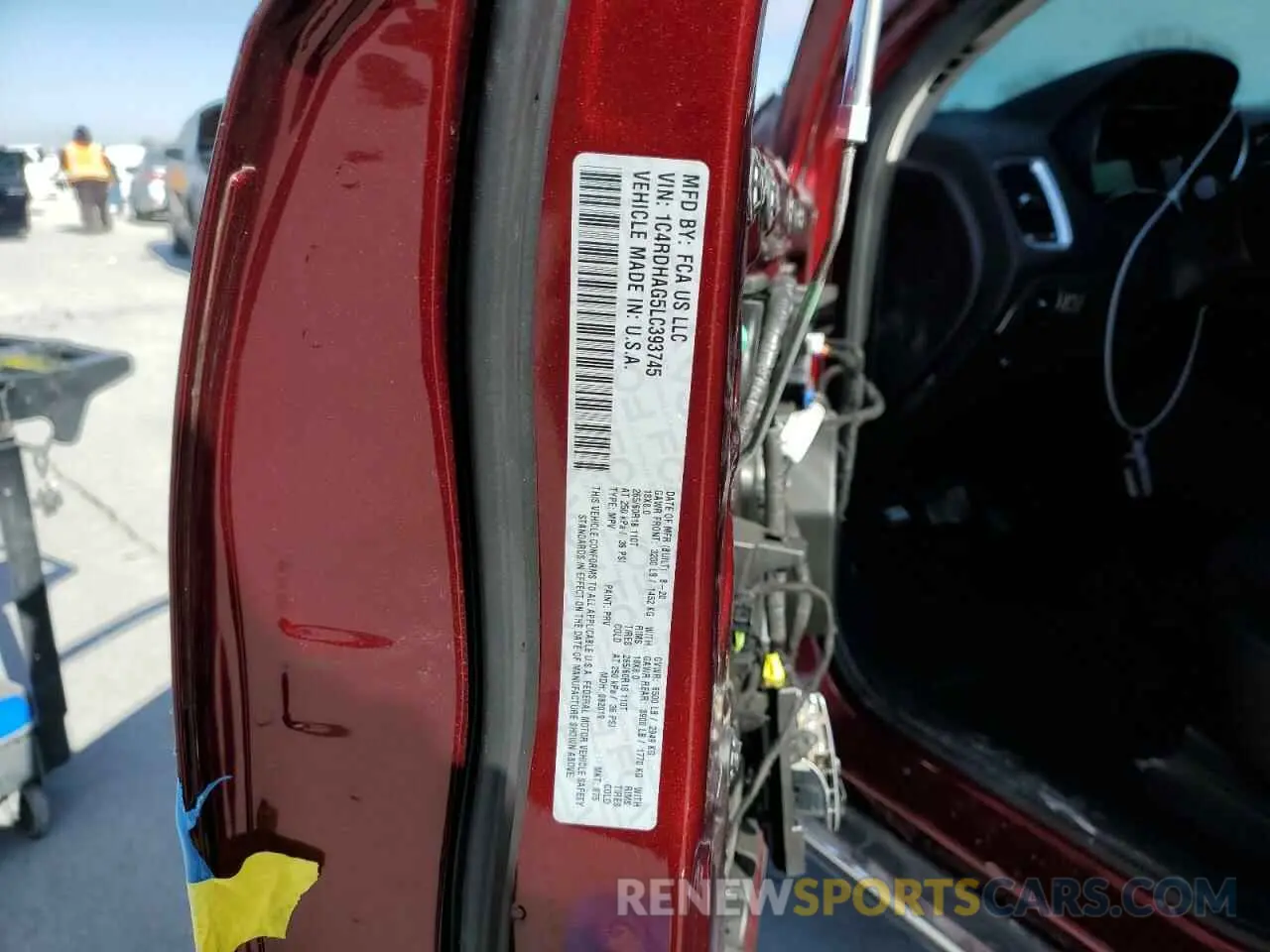 14 fotografías del automóvil dañado 1C4RDHAG5LC393745 DODGE DURANGO 2020