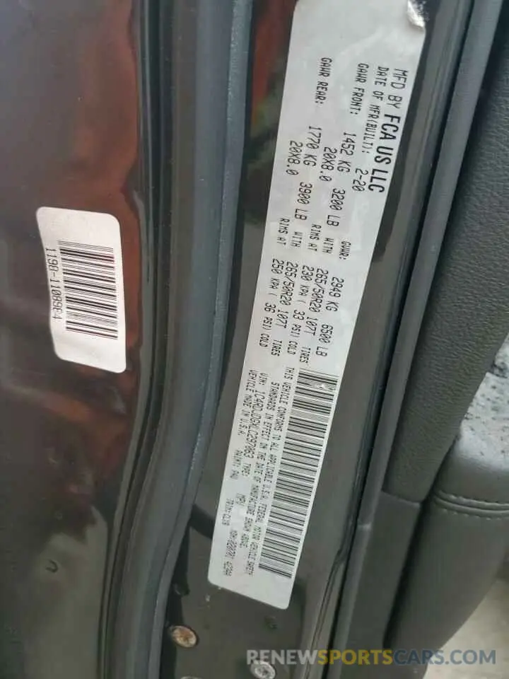 13 fotografías del automóvil dañado 1C4RDJDGXLC297063 DODGE DURANGO 2020