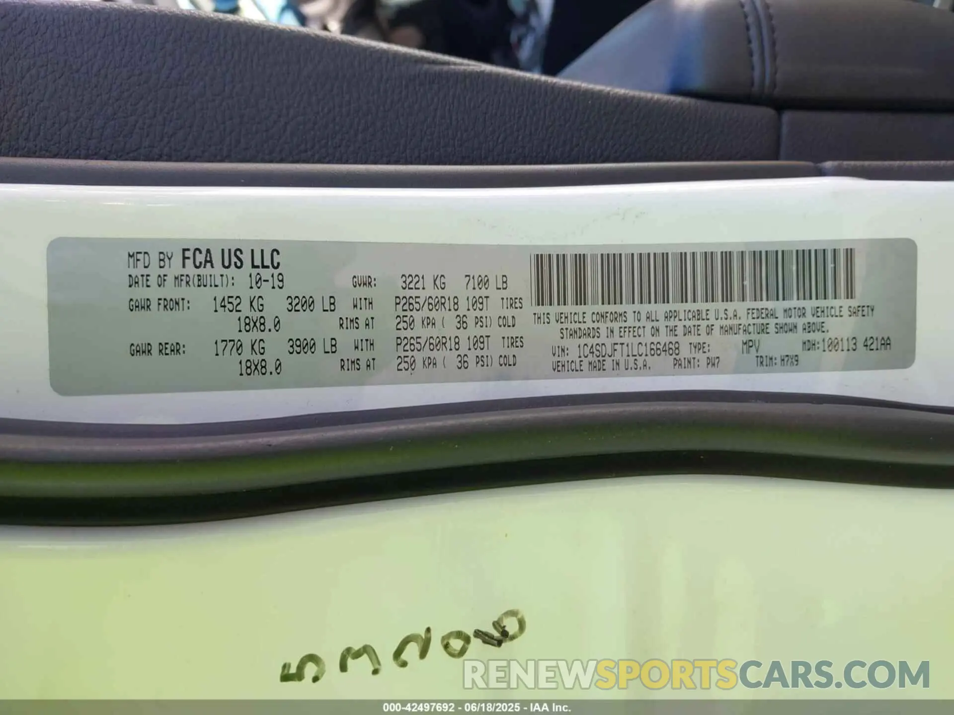 9 fotografías del automóvil dañado 1C4SDJFT1LC166468 DODGE DURANGO 2020