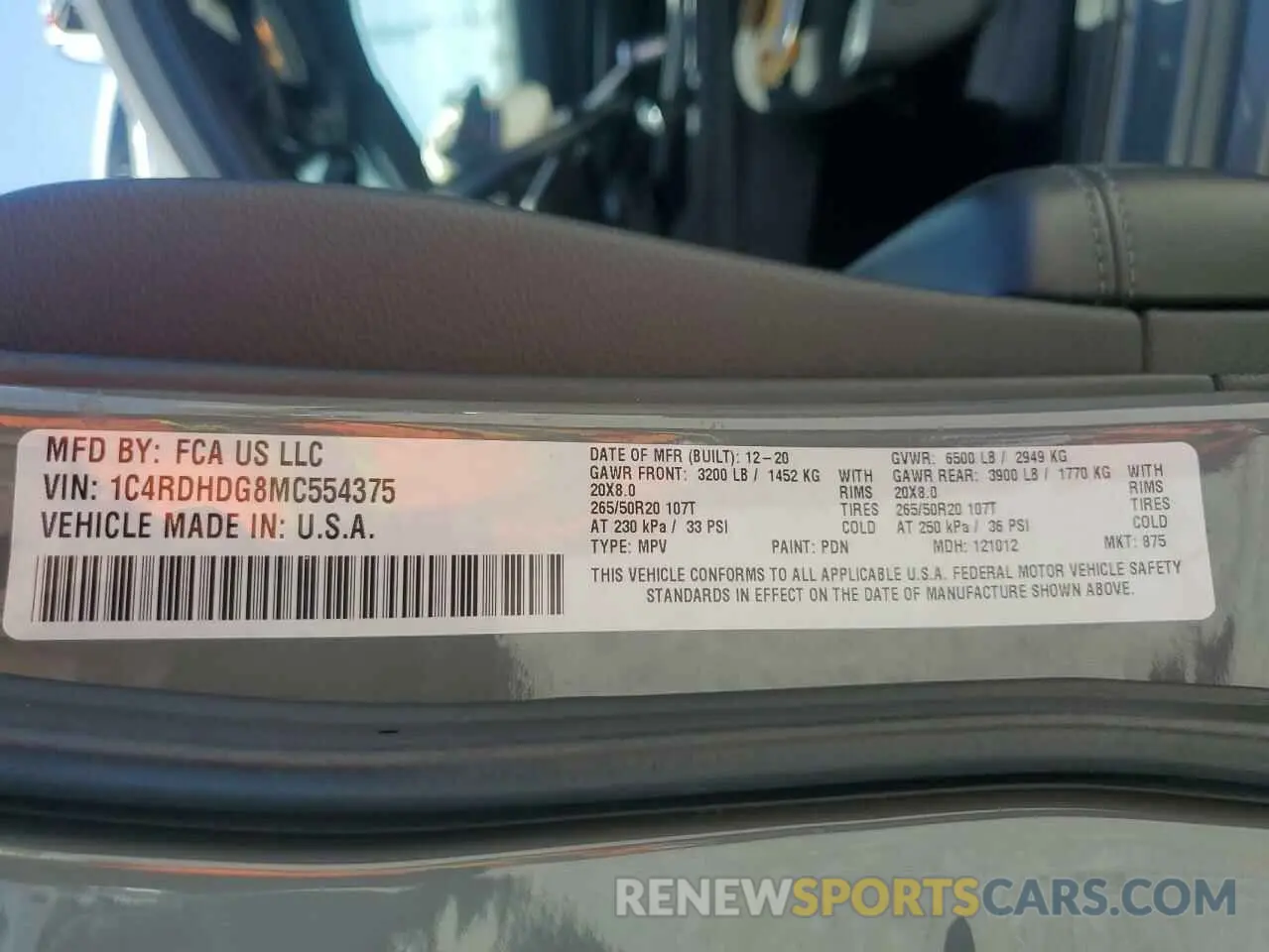 13 fotografías del automóvil dañado 1C4RDHDG8MC554375 DODGE DURANGO 2021