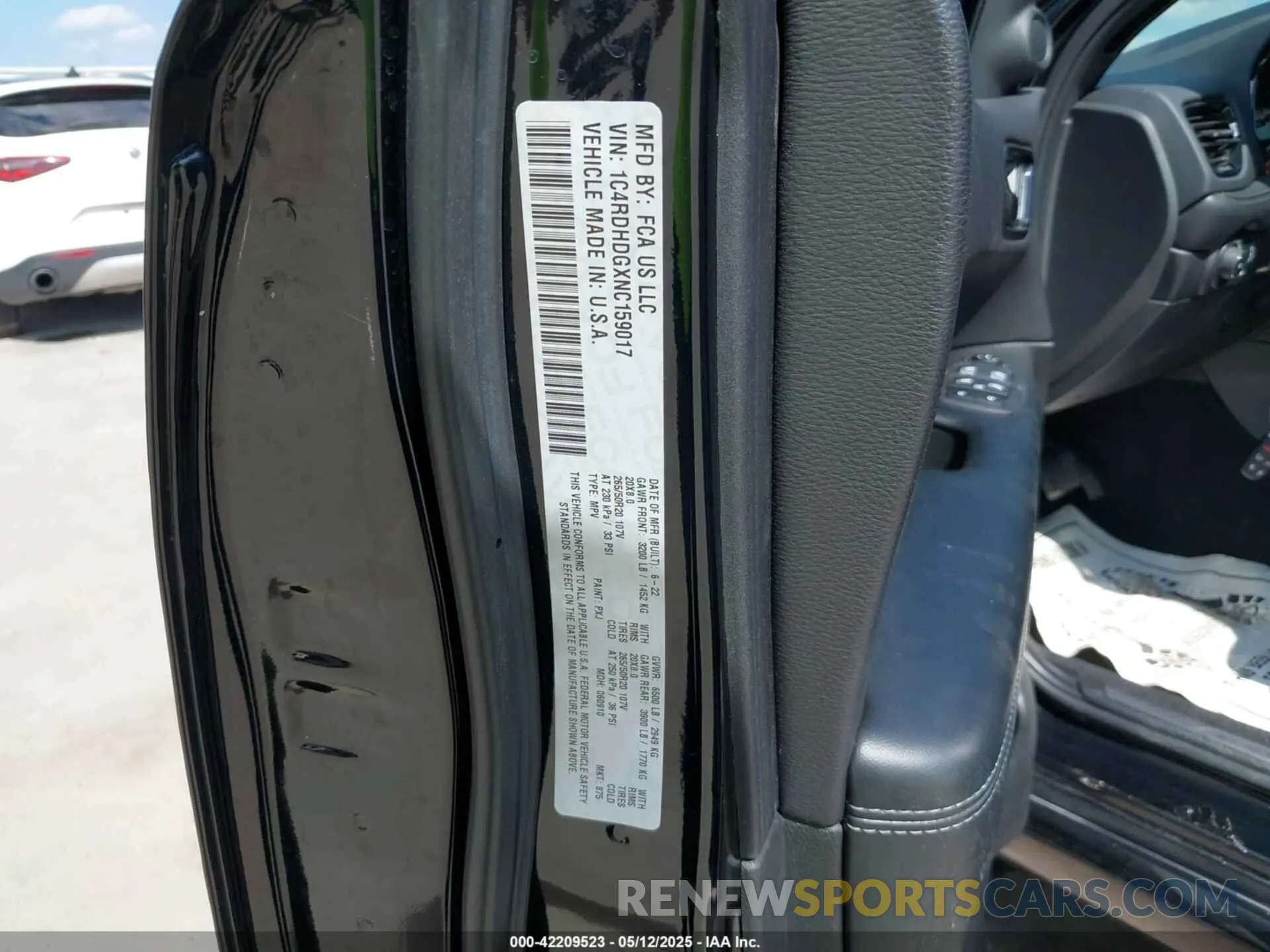 9 fotografías del automóvil dañado 1C4RDHDGXNC159017 DODGE DURANGO 2022