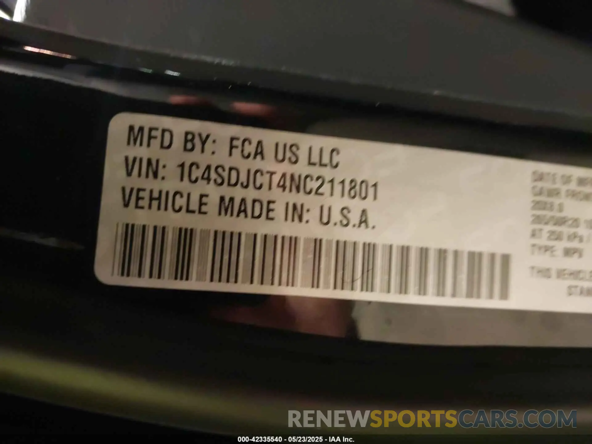 9 fotografías del automóvil dañado 1C4SDJCT4NC211801 DODGE DURANGO 2022