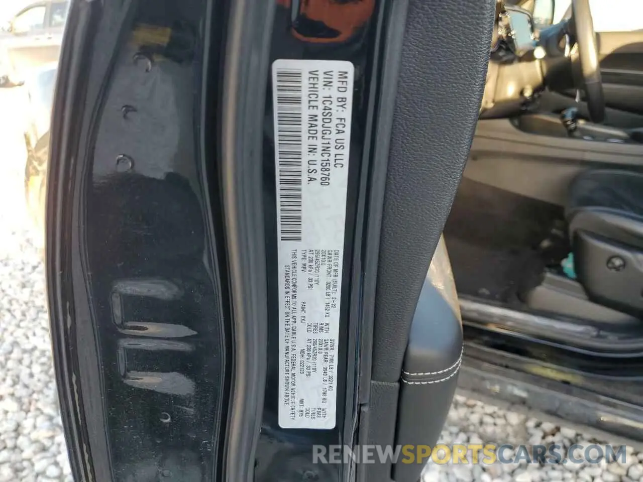 13 fotografías del automóvil dañado 1C4SDJGJ1NC158760 DODGE DURANGO 2022