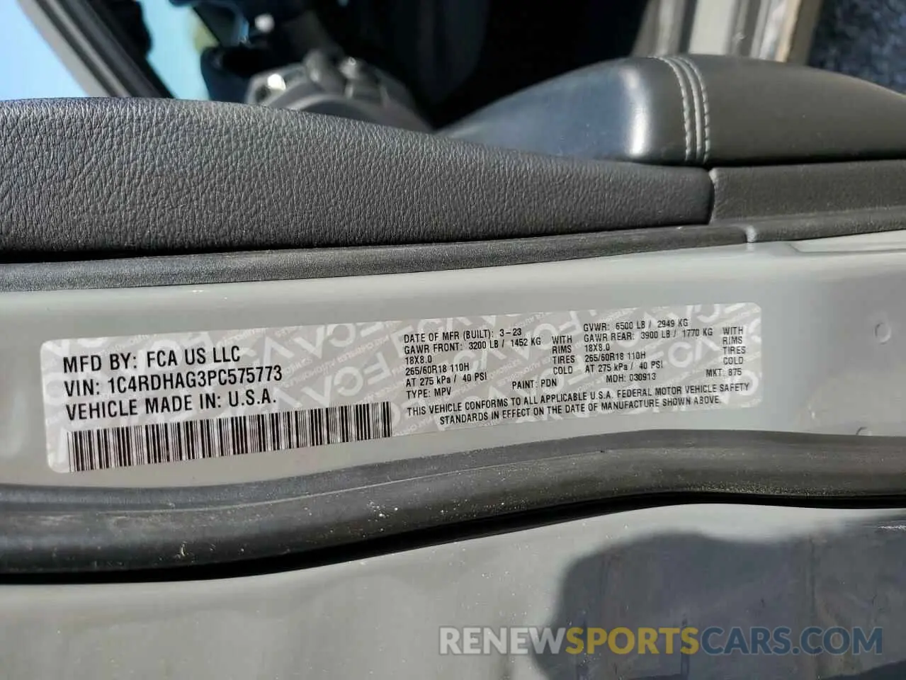 13 fotografías del automóvil dañado 1C4RDHAG3PC575773 DODGE DURANGO 2023