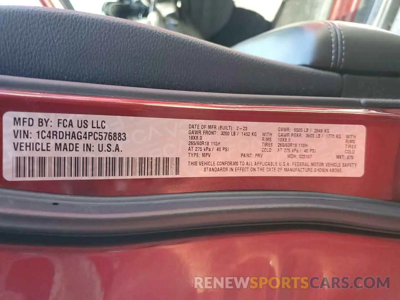 13 fotografías del automóvil dañado 1C4RDHAG4PC576883 DODGE DURANGO 2023