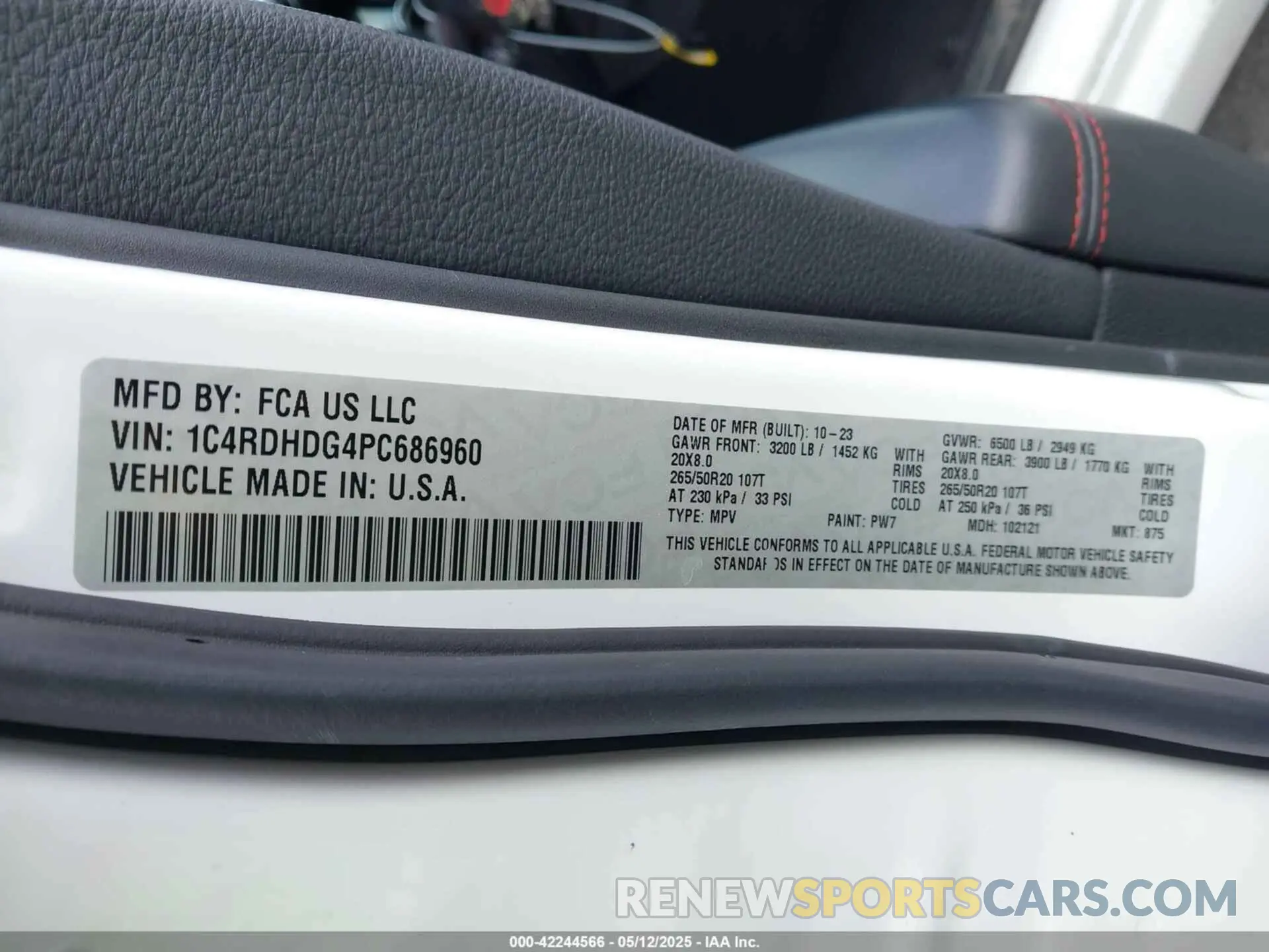 9 fotografías del automóvil dañado 1C4RDHDG4PC686960 DODGE DURANGO 2023