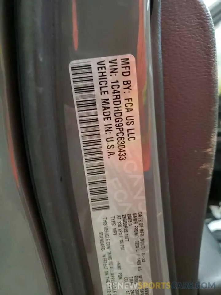 14 fotografías del automóvil dañado 1C4RDHDG9PC630433 DODGE DURANGO 2023
