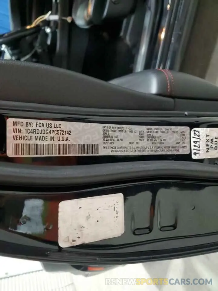 13 fotografías del automóvil dañado 1C4RDJDG4PC572142 DODGE DURANGO 2023
