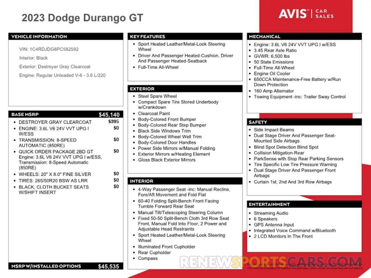 13 fotografías del automóvil dañado 1C4RDJDG8PC582592 DODGE DURANGO 2023