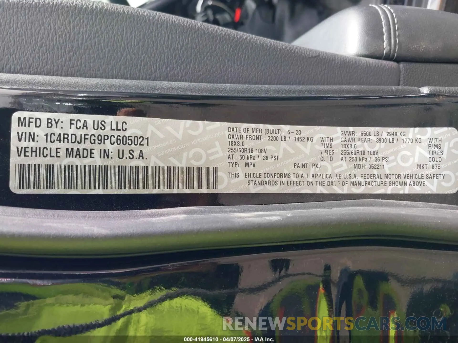 9 fotografías del automóvil dañado 1C4RDJFG9PC605021 DODGE DURANGO 2023