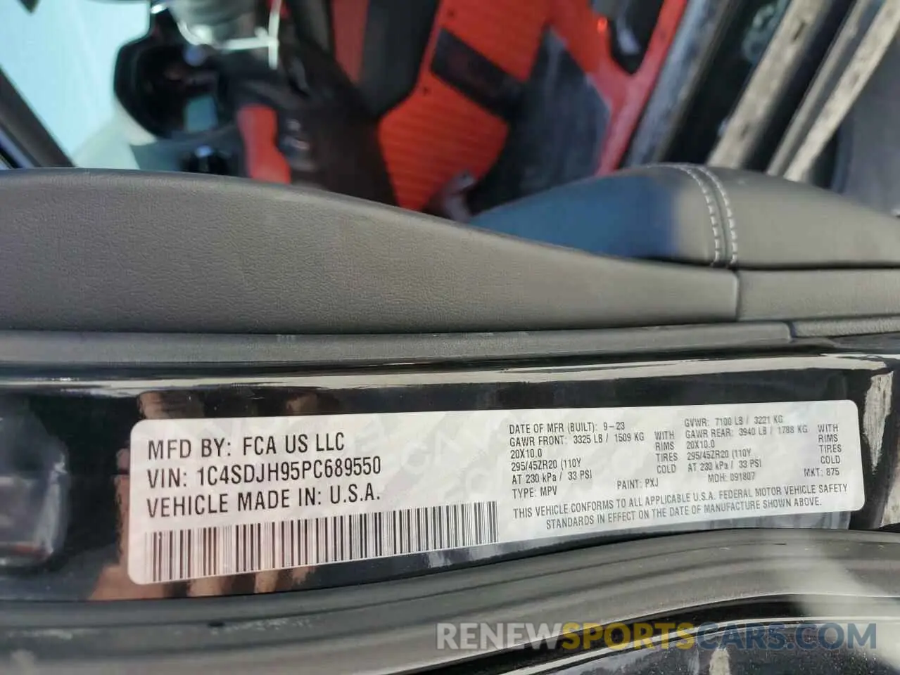 14 fotografías del automóvil dañado 1C4SDJH95PC689550 DODGE DURANGO 2023