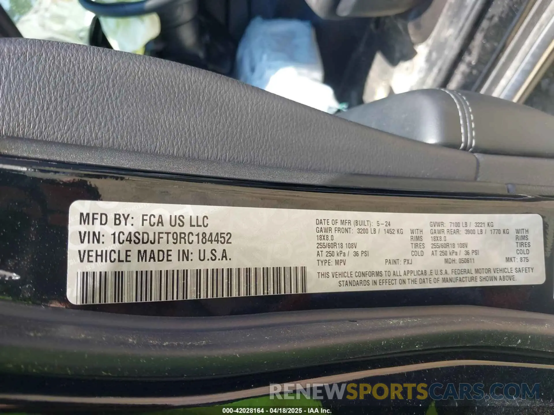9 fotografías del automóvil dañado 1C4SDJFT9RC184452 DODGE DURANGO 2024