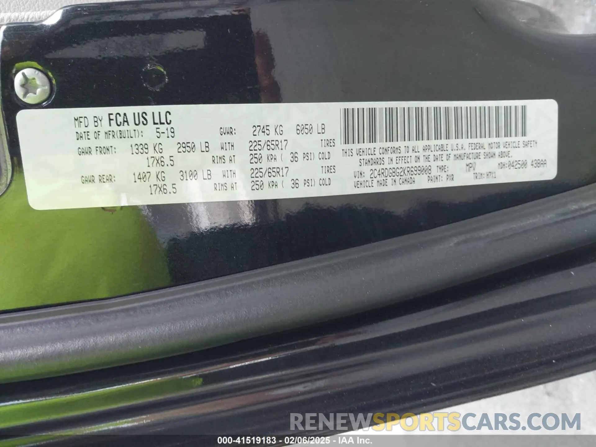 9 fotografías del automóvil dañado 2C4RDGBG2KR699008 DODGE GRAND CARAVAN 2019