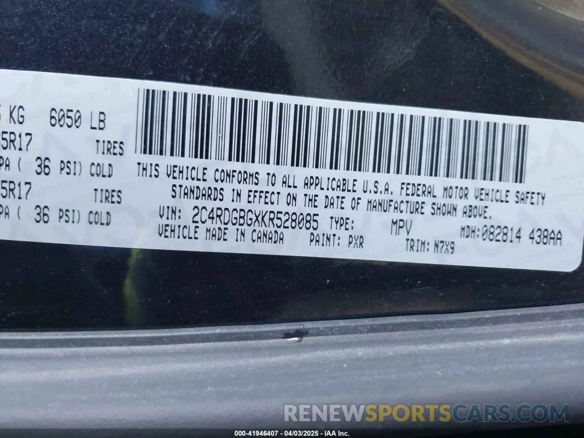 9 fotografías del automóvil dañado 2C4RDGBGXKR528085 DODGE GRAND CARAVAN 2019