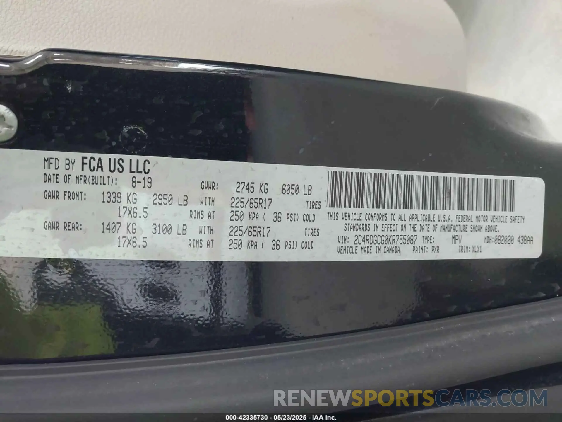 9 fotografías del automóvil dañado 2C4RDGCG0KR755087 DODGE GRAND CARAVAN 2019