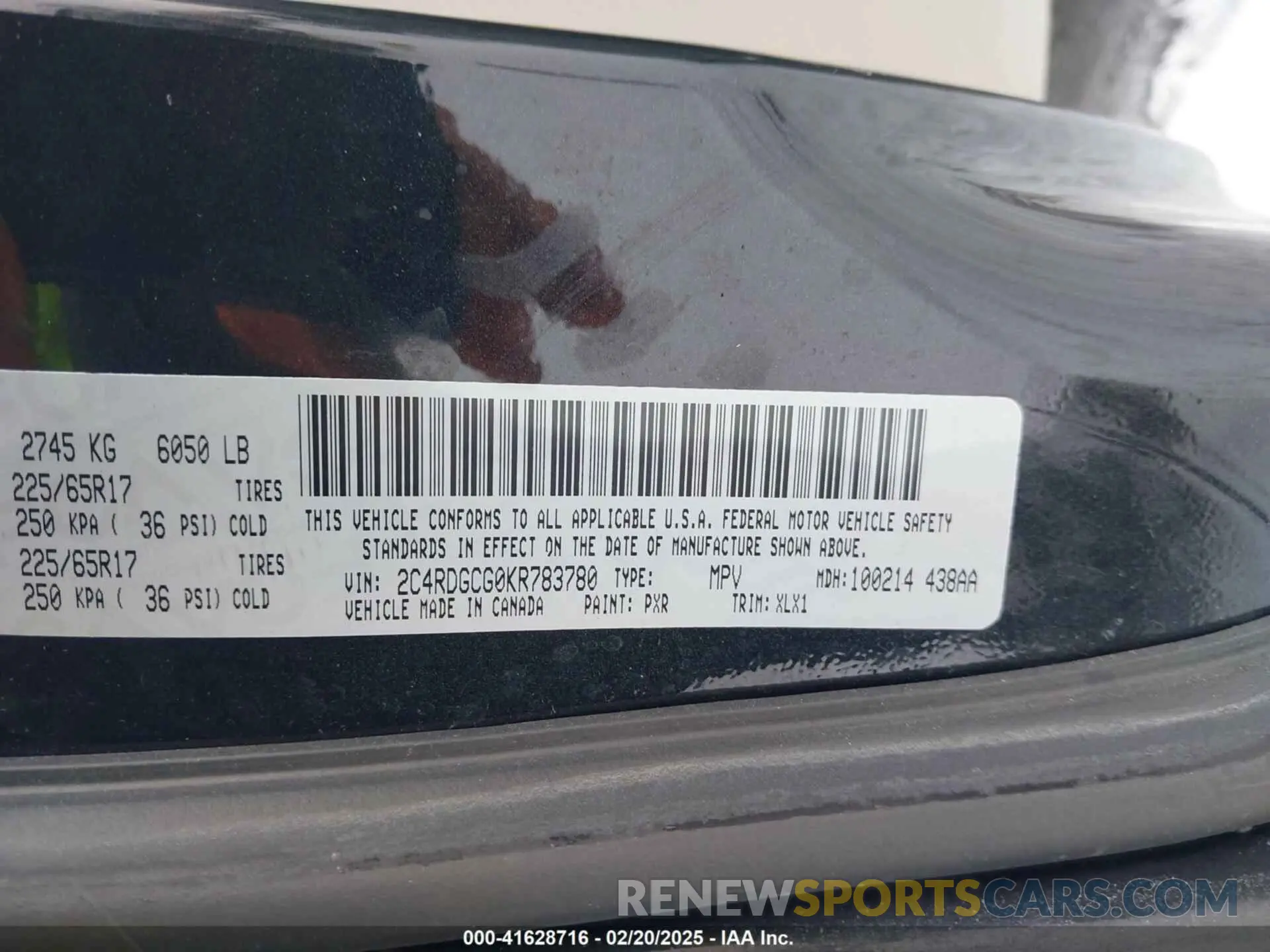 9 fotografías del automóvil dañado 2C4RDGCG0KR783780 DODGE GRAND CARAVAN 2019