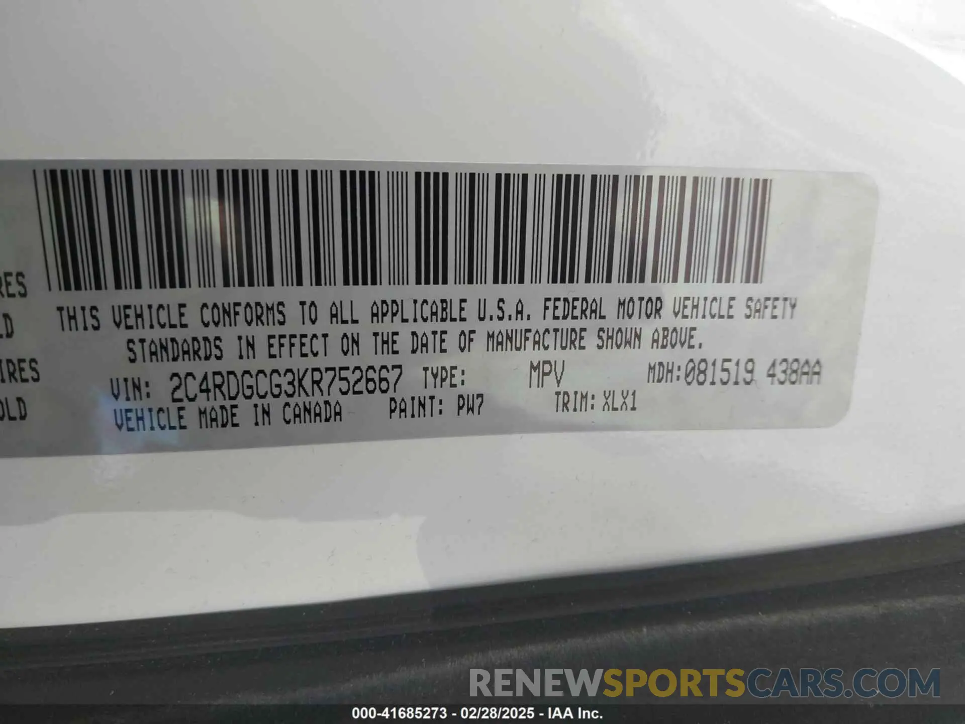 9 fotografías del automóvil dañado 2C4RDGCG3KR752667 DODGE GRAND CARAVAN 2019