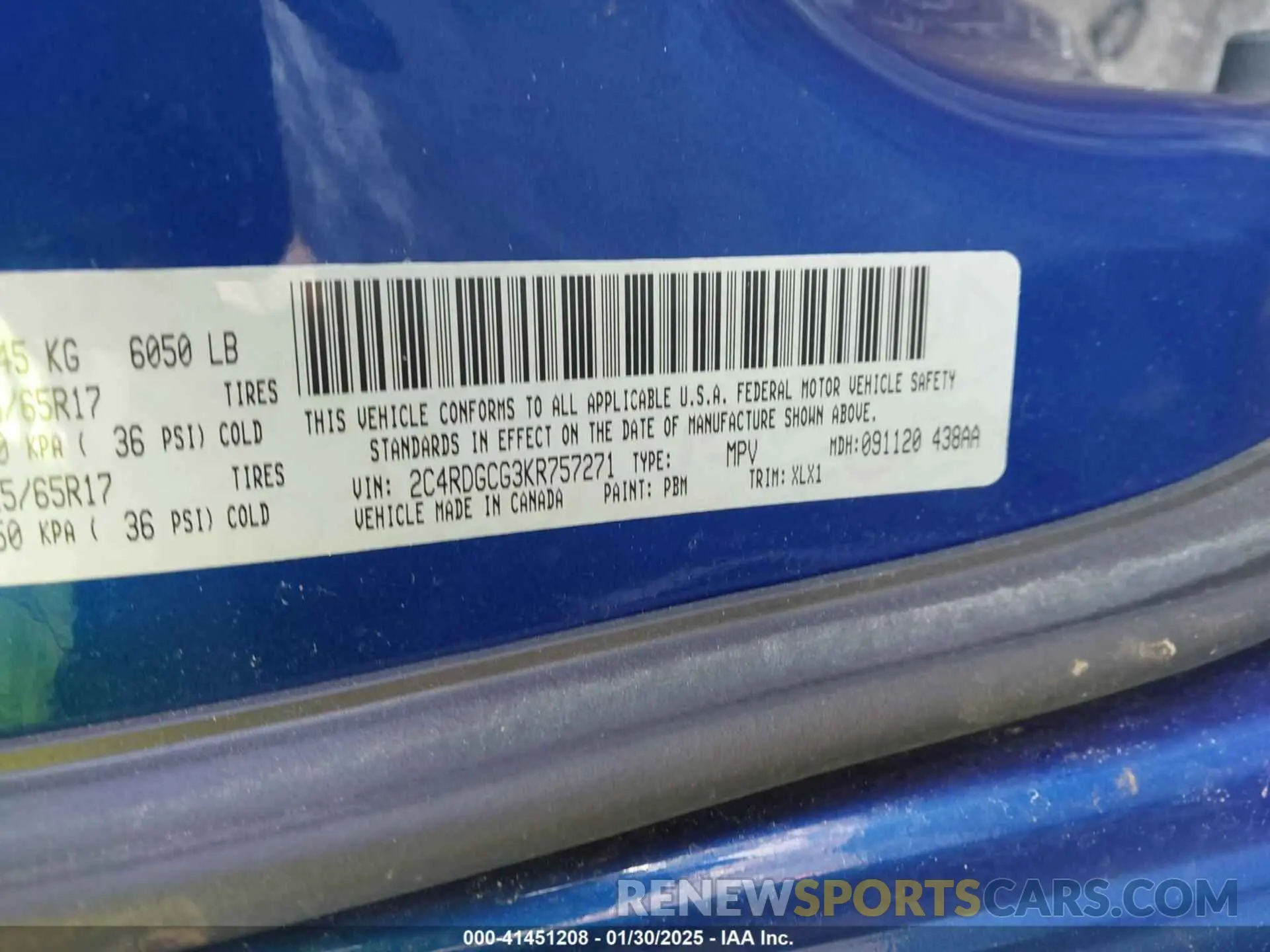 9 fotografías del automóvil dañado 2C4RDGCG3KR757271 DODGE GRAND CARAVAN 2019