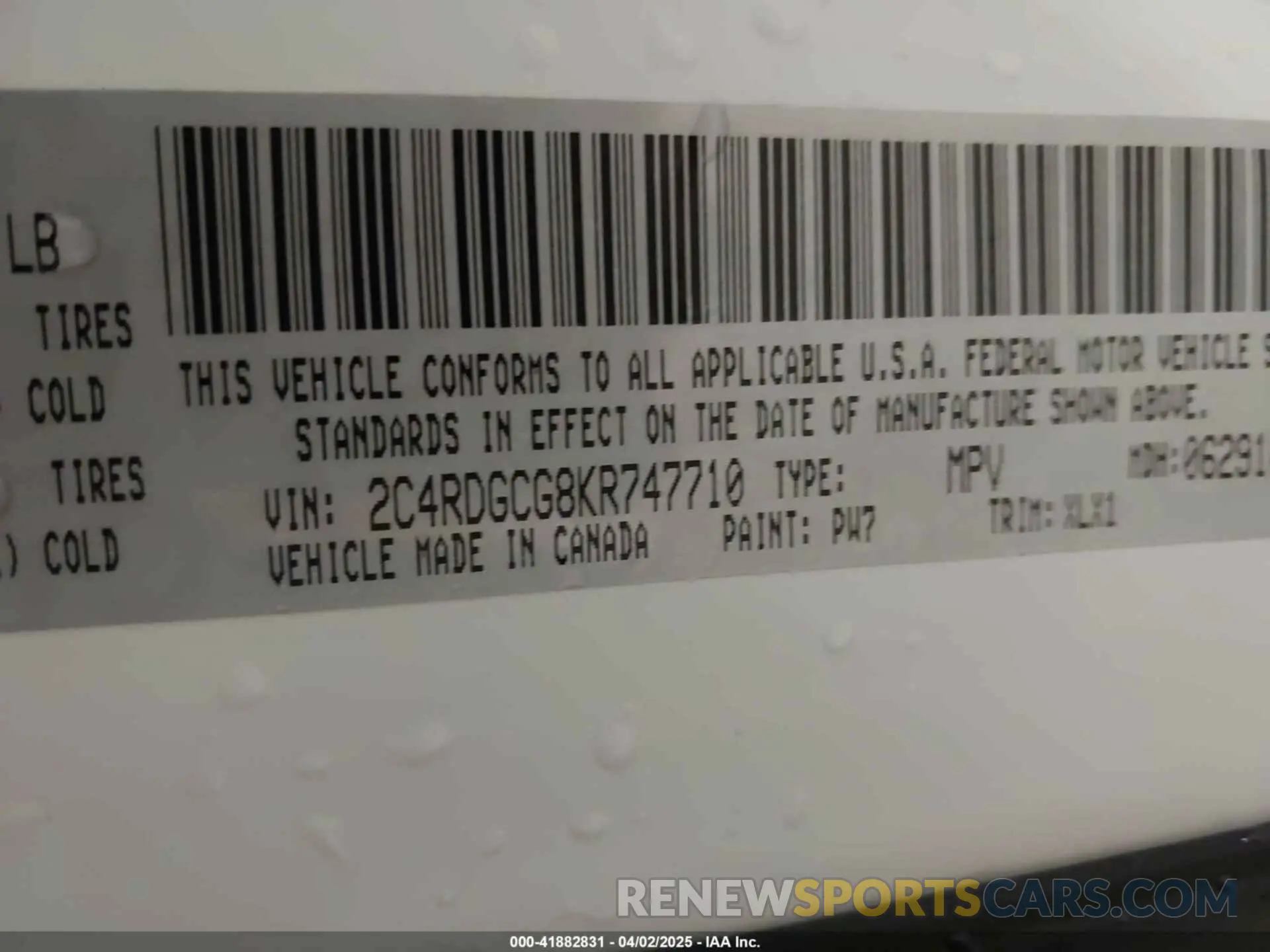 9 fotografías del automóvil dañado 2C4RDGCG8KR747710 DODGE GRAND CARAVAN 2019