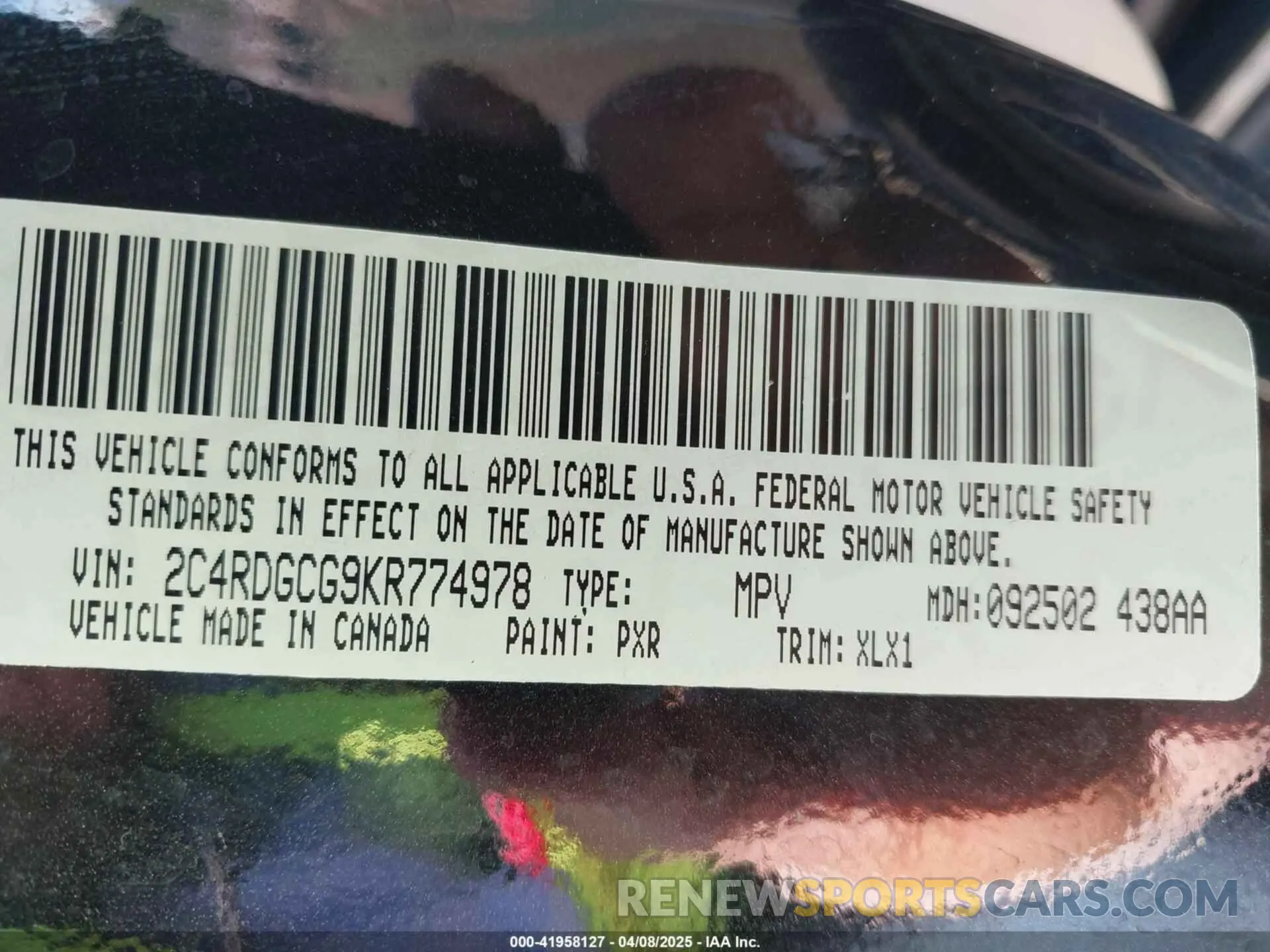 9 fotografías del automóvil dañado 2C4RDGCG9KR774978 DODGE GRAND CARAVAN 2019
