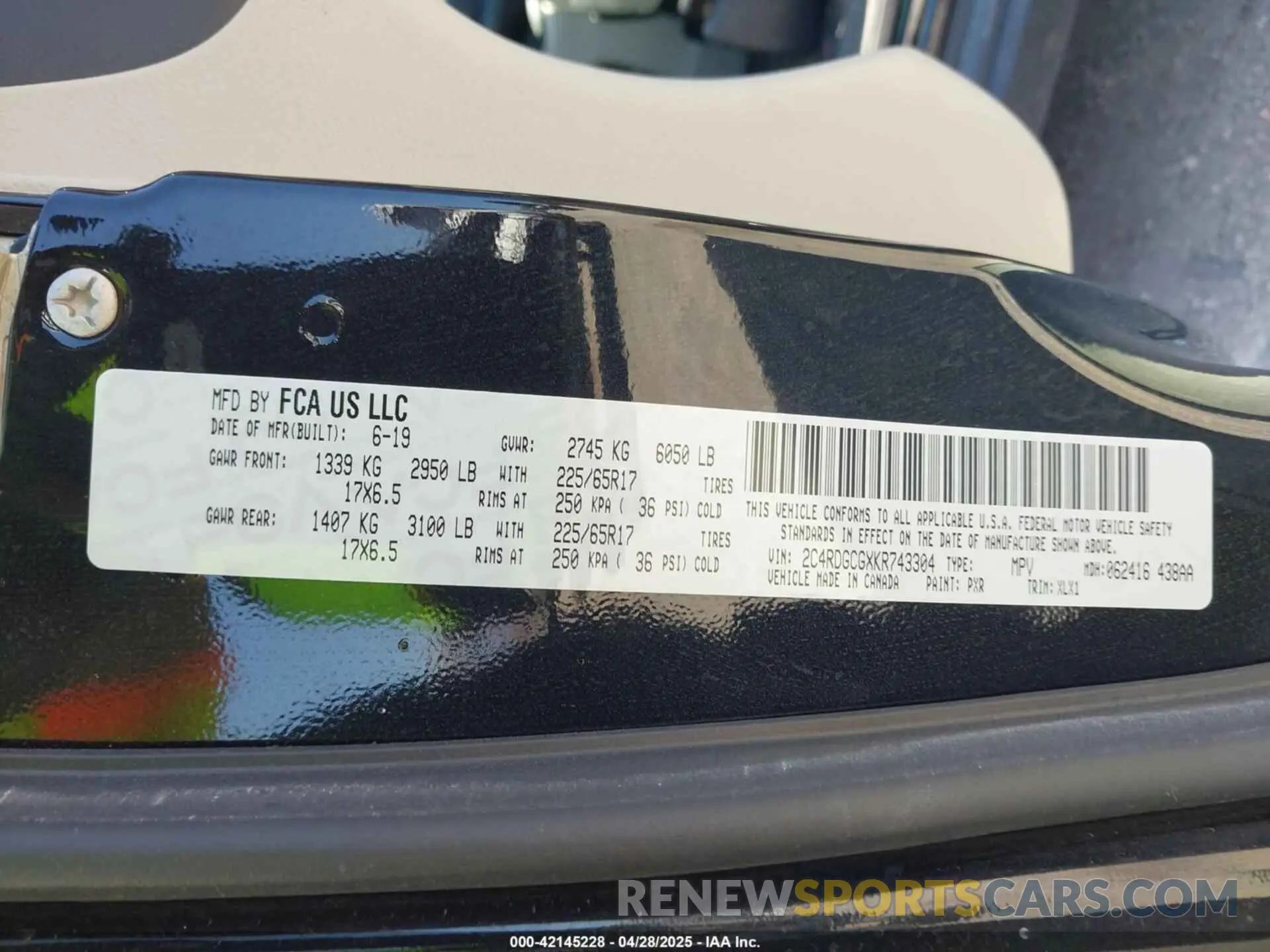 9 fotografías del automóvil dañado 2C4RDGCGXKR743304 DODGE GRAND CARAVAN 2019