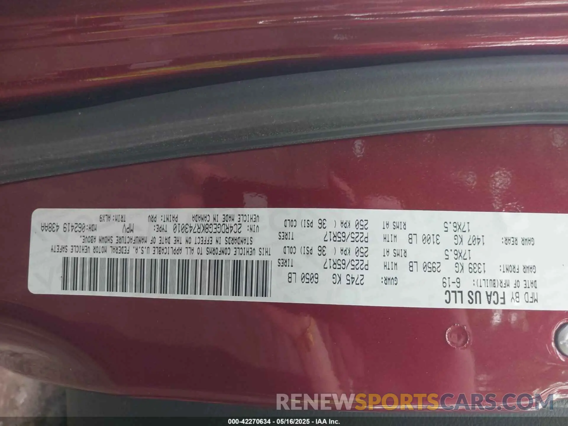9 fotografías del automóvil dañado 2C4RDGEG8KR743010 DODGE GRAND CARAVAN 2019